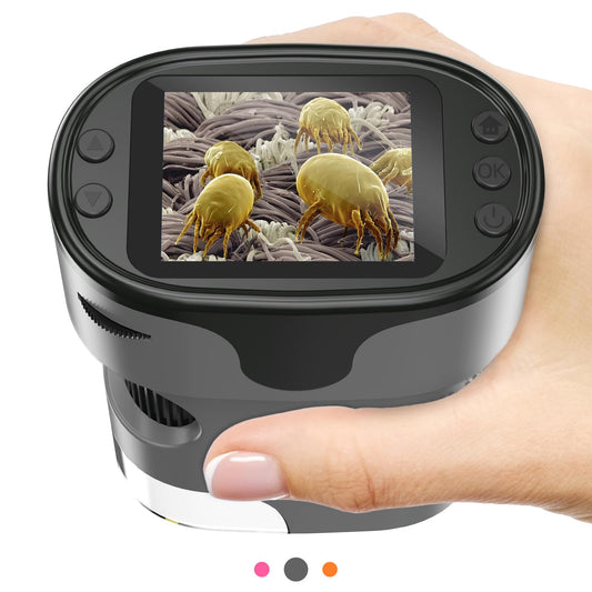 1000X Handheld Microscope for Kids 4K 2.0" Screen Rechargeable Mini Pocket Digital Microscopes w/Slides Kit Portable Edu Gift Age 4-6 8-12 Children Students (Grey)