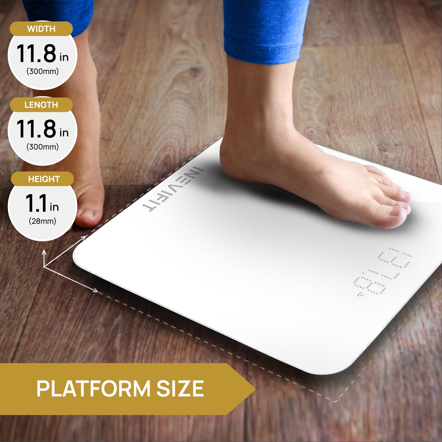 INEVIFIT Premium Bathroom Scale, Highly Accurate Digital Bathroom Body Scale, Measures Weight up to 400 lbs. Includes Batteries