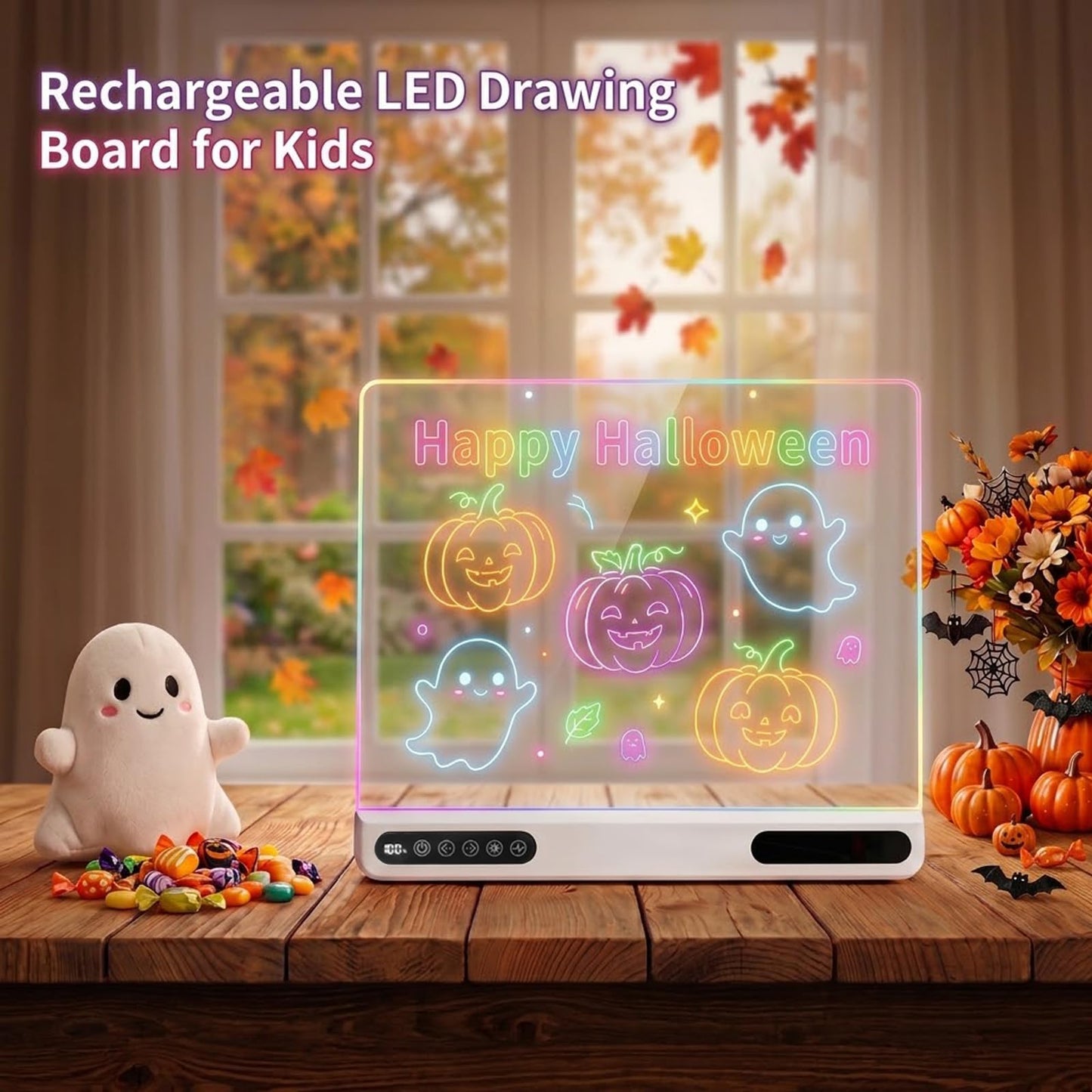 LED Light Up Drawing Board for Kids,16'' LED Note Board with Colors&Dimmable Glow,Scratch-Resistant Acrylic LED Magic Writing Board,Creative Christmas/Birthday Gift for Kids (Digital Touch Control)