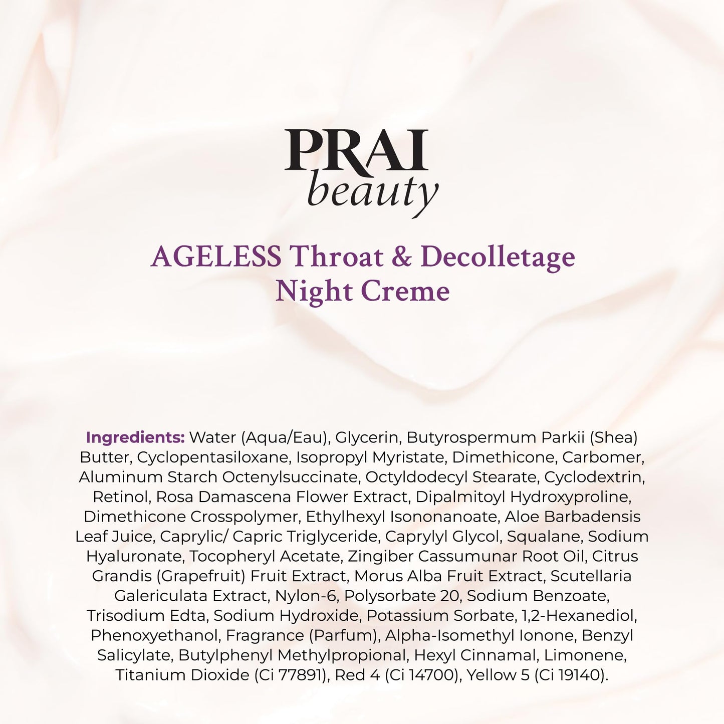 PRAI Beauty Ageless Throat & Decolletage Night Creme | Neck Firming Cream For Overnight Use | Cruelty & Paraben-Free Neck Tightening Cream with Retinol | Neck Cream for Tightening and Firming | 4.0 Oz