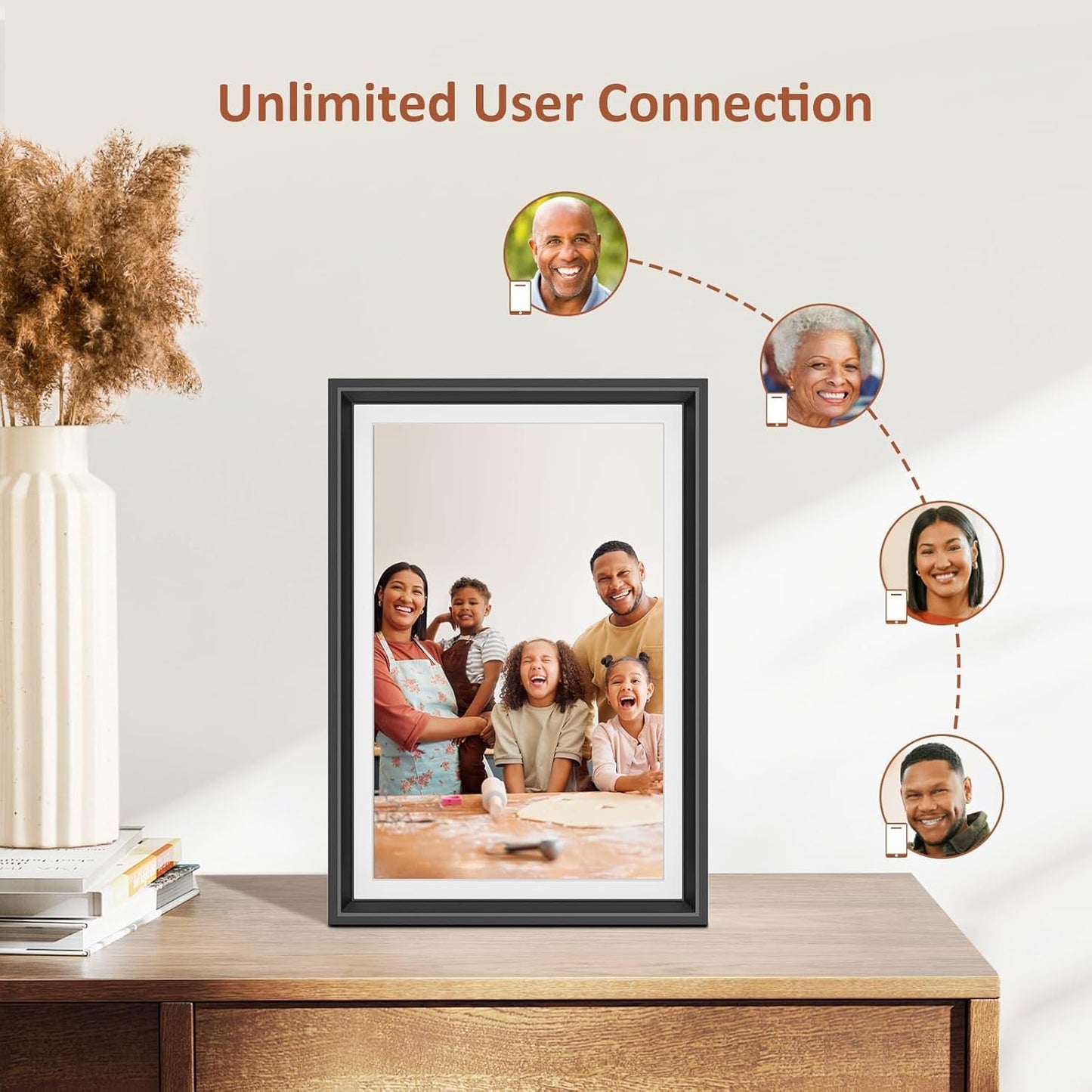 Livingpai 10.1 inch WiFi Digital Picture Frame, Touch Screen Smart Digital Photo Frame with 16GB Storage, WiFi Electronic Picture Frame Easy to Share Photos and Videos via Uhale App