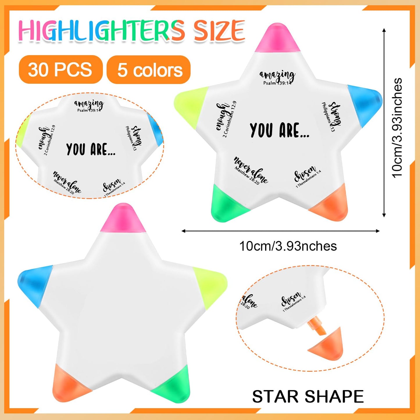 Chivertion 30 Pcs Christian Gifts Bible Highlighters and Pens No Bleed Inspirational Highlighters Brush Tip Bulk Church Gift Bible Study Supplies Religious Stationery