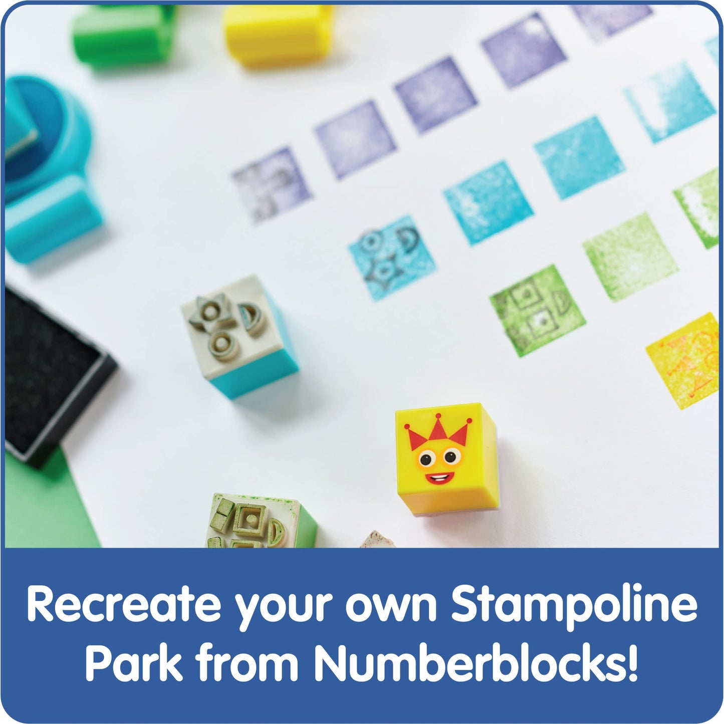 hand2mind Numberblocks Stampoline Park Activity Set, Washable Ink, Reusable Stamps, Toys, Stamp Set for Kids, Ink Pads Toys (20 Stamps and 12 Pads), Multicolor (94563)