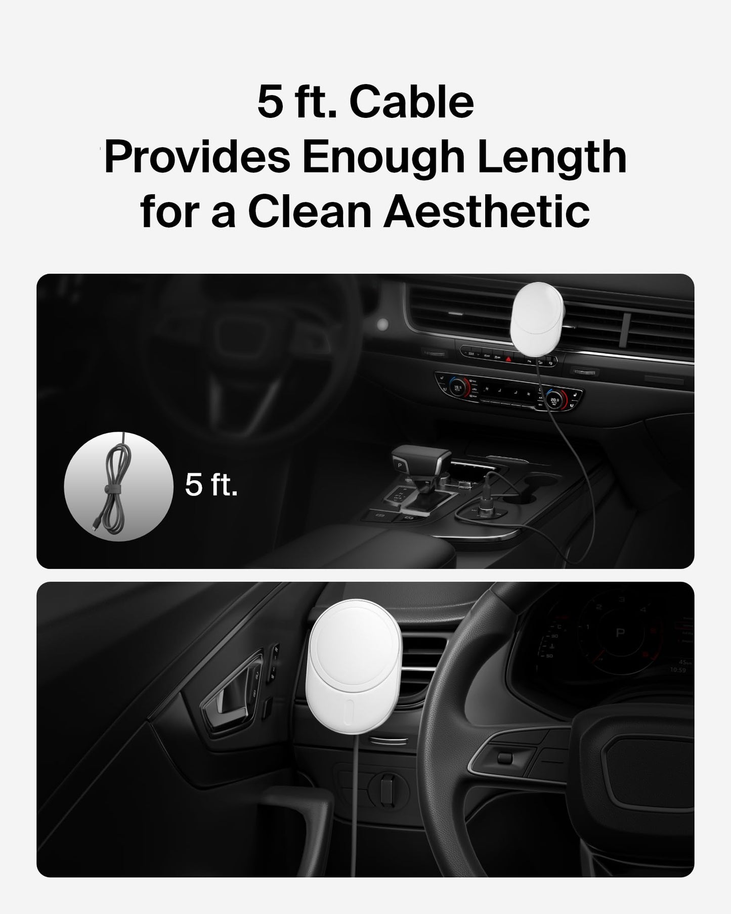 Belkin Wireless Car Charger 15W - MagSafe-Compatible Magnetic iPhone Charger - Qi2-Certified Wireless Charger, Magnetic Car Vent Phone Mount for iPhone 16, iPhone 15, iPhone 14, 13, & 12 Series - Grey