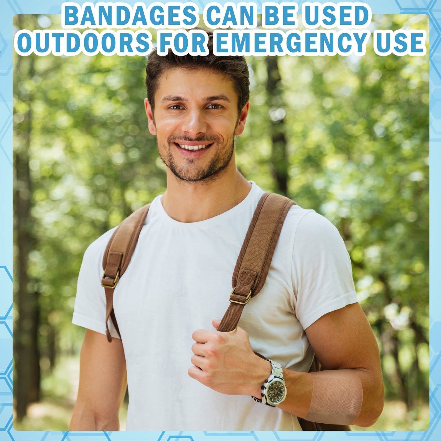 Marsui Large Bandages - Flexible Adhesive Fabric Bandages 3 x 4 Inch - Latex Free - 300 Pcs Assorted Size for First Aid Wound Care