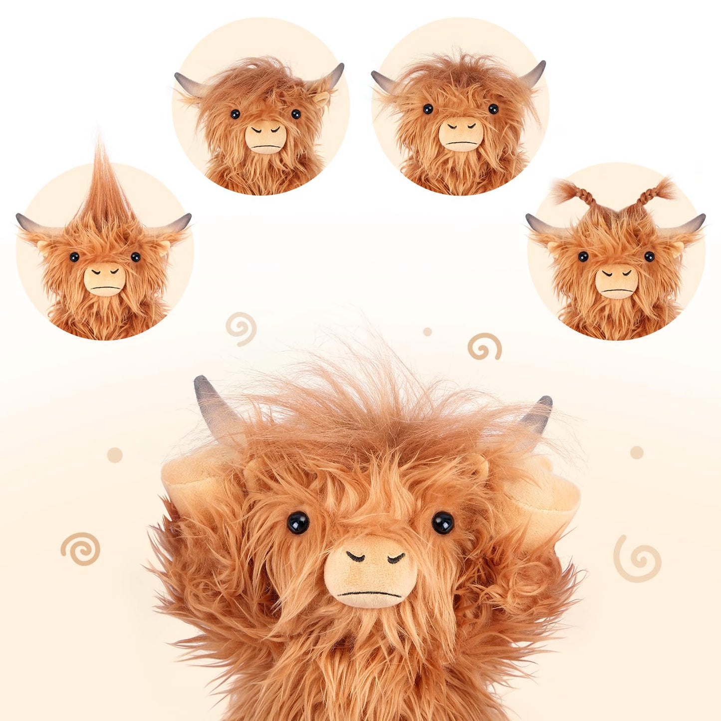 SuzziPals Heatable Coolable Weighted Highland Cow Stuffed Animal, Microwavable Stuffed Animals Peirod Heating Pad for Cramps, Cuddly Soft Plushies for Warmth & Companion, Highland Cow Gifts for Women