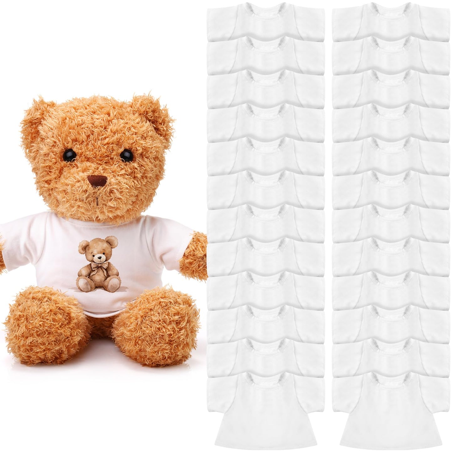 Litherr S 24 Pcs Stuffed Bear Clothes Fit 8-12 Inches Stuffed Dolls Bulk Tshirt Sublimation Blank Stuffed Animal Shirt Plush Bear T Shirt DIY for Giveaways Gift Bags Party