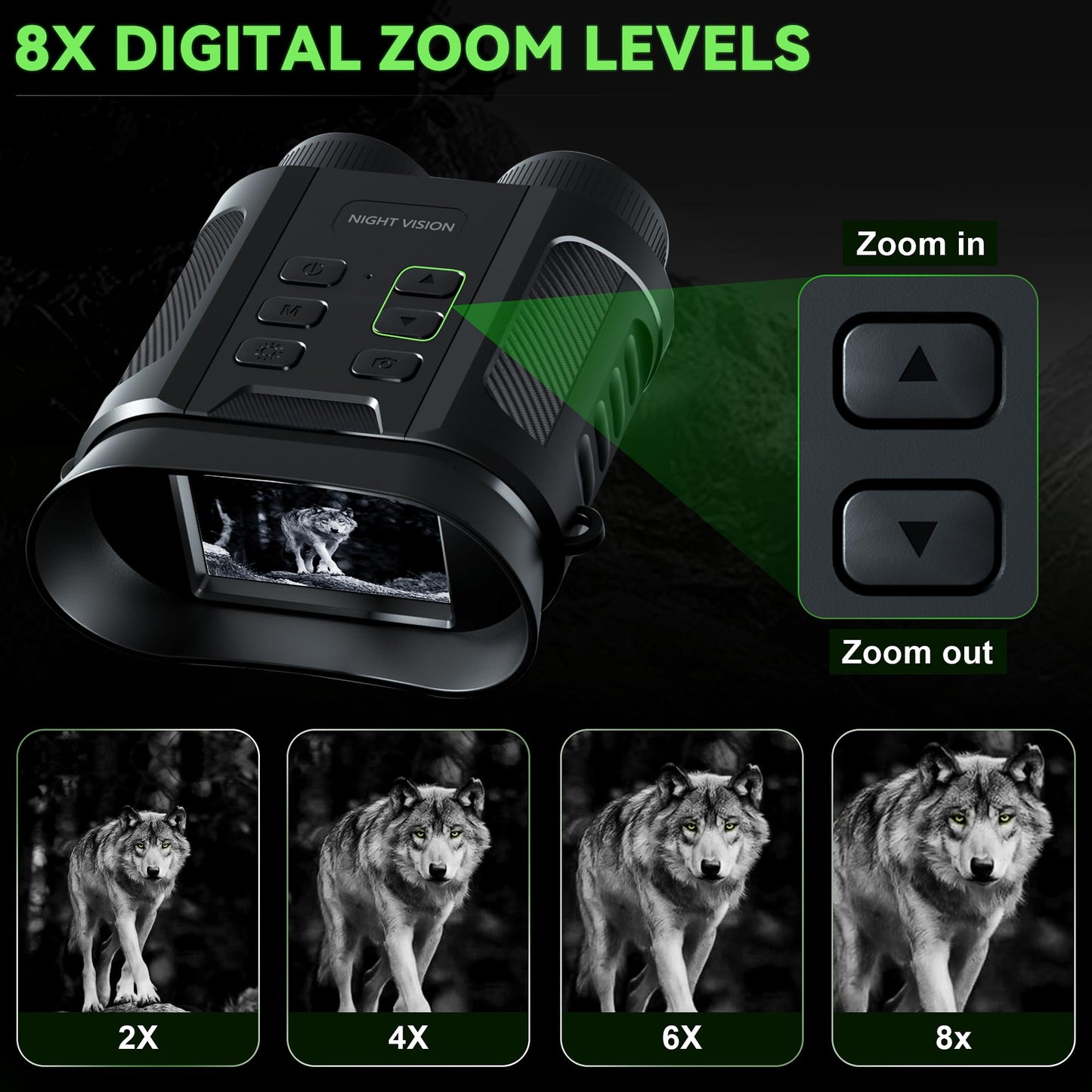 Valentines Day Gifts & Night Vision Goggles - 5W Upgraded 4K HD IR Binoculars - 8X Digital Zoom/Rechargeable Battery/32GB Card/Flashlight, Camping Exploration Gifts for Men Dad Husband Boy Friend