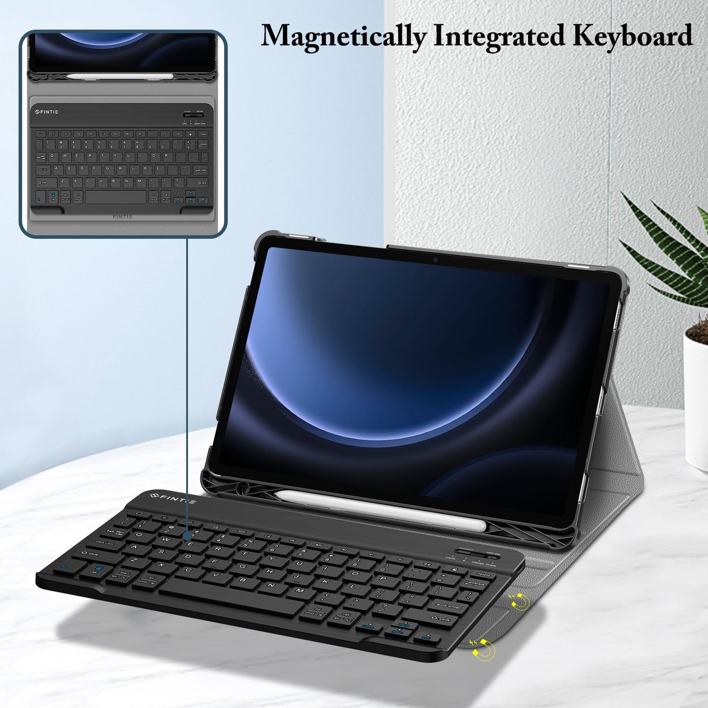 Fintie Keyboard Case for Samsung Galaxy Tab S9 FE 5G 10.9 Inch/Galaxy Tab S9 11 Inch 2023 with S Pen Holder, Slim Stand Cover Detachable Wireless Bluetooth Keyboard, Black