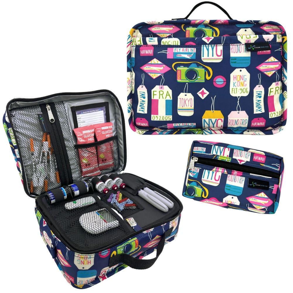 Sugar Medical Insulated Diabetes Travel Bag | Diabetic Care Products | Diabetic Supplies Case | Glucose Meter Case (Vaca All Day)