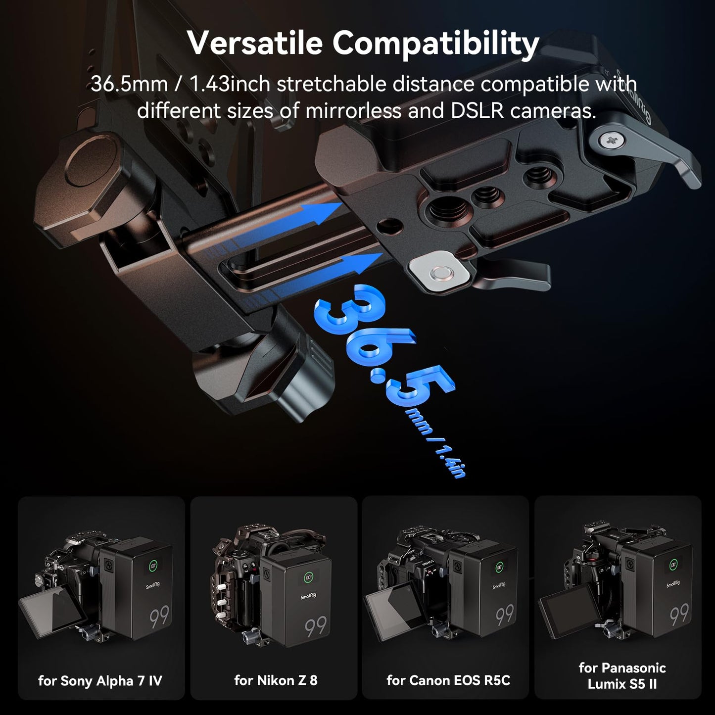 SMALLRIG V-Mount Battery Plate, V Lock Battery Plate with Dual Quick Release Plate for Arca-Swiss, L-Shape Compact & Foldable V Mount Battery Plate for V Mount Battery, DSLR Camera, Tripod
