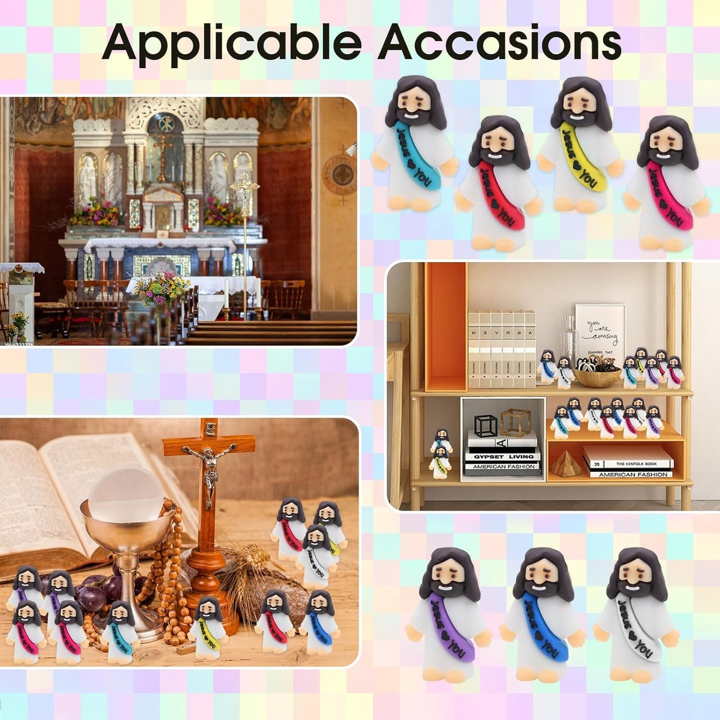 HSDJLXZ 350 Pieces Little Jesus Statue Bulk Pocket Jesus Love You Jesus Minifigure Church Christmas Party Gift Baptism Gift