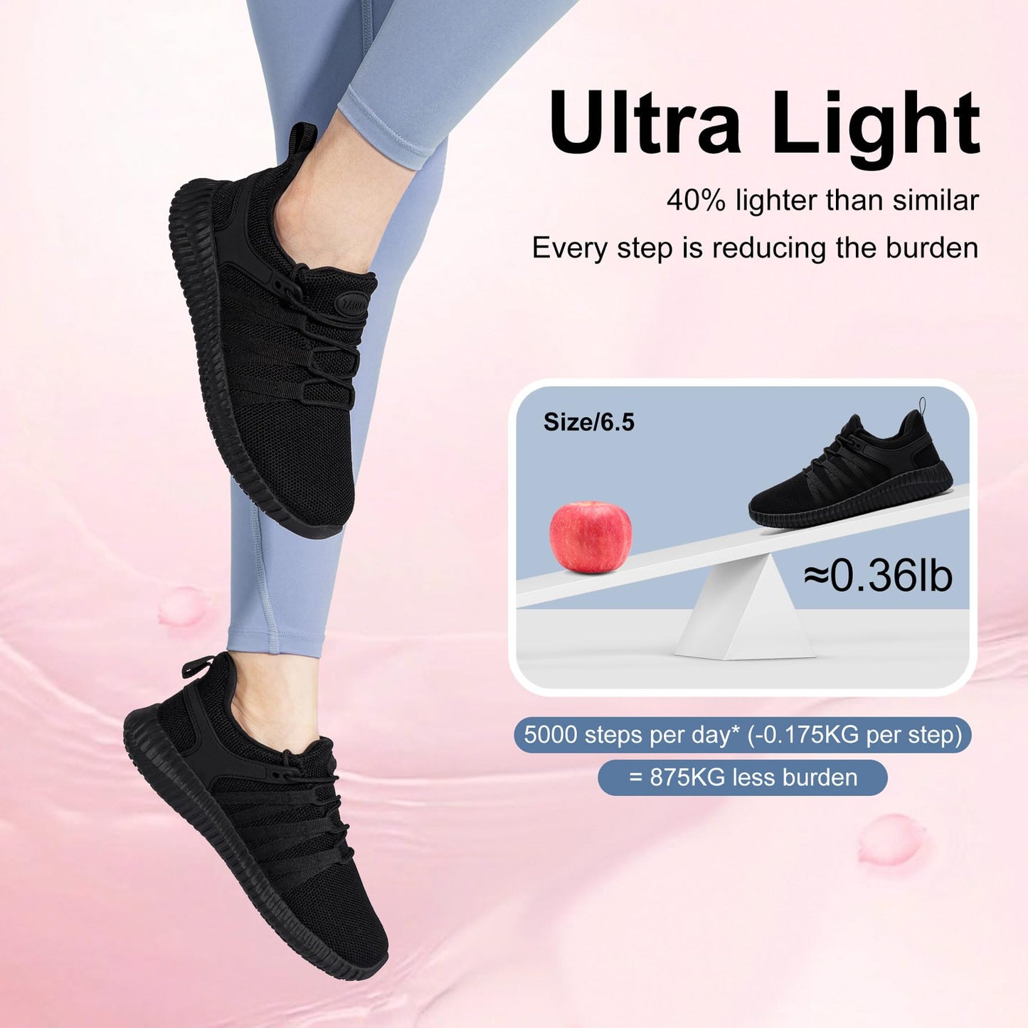 Taquco Slip On Sneakers Women Non Slip Work Shoes Water Resistant Comfortable Black Slip Resistant Breathable Lightweight Walking Shoes Zapatos Antideslizantes para Mujer (Black,5.5)