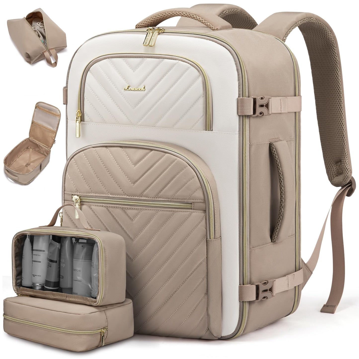 LOVEVOOK Travel Backpack Carry on Flight Approved 40L,Waterproof TSA Travel Essentials Personal Item Backpack for Women Men,Large Carry on Luggage Suitcase Travel Bag for Airplane with 3 Packing Cubes