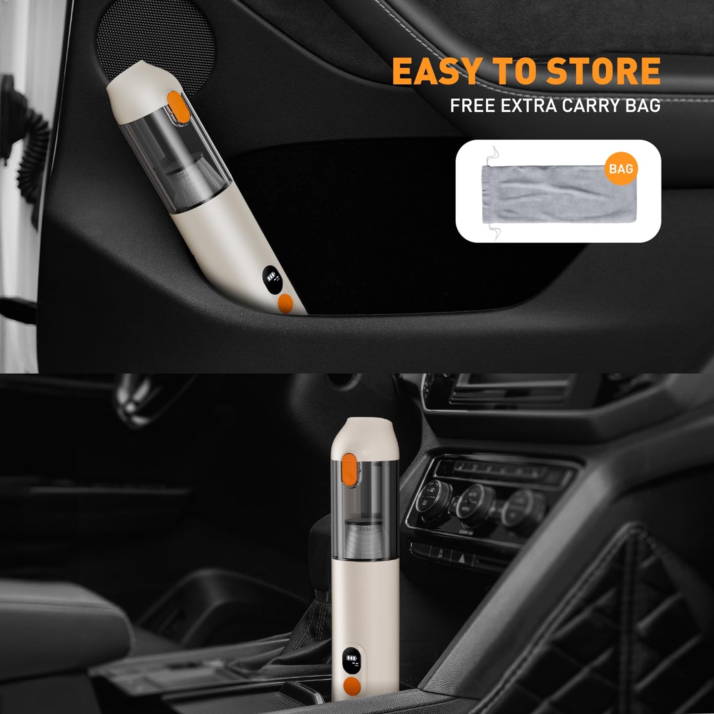 OXILAM 4 in 1 Car Vacuum - Handheld Vacuum 14000PA High Power, Portable Cordless Small Vacuum, Blow & Suction 2 in 1, Up to 30 Mins Runtime, Multi-Nozzles, Vacuum Cleaner for Home, Pet, Car, Office