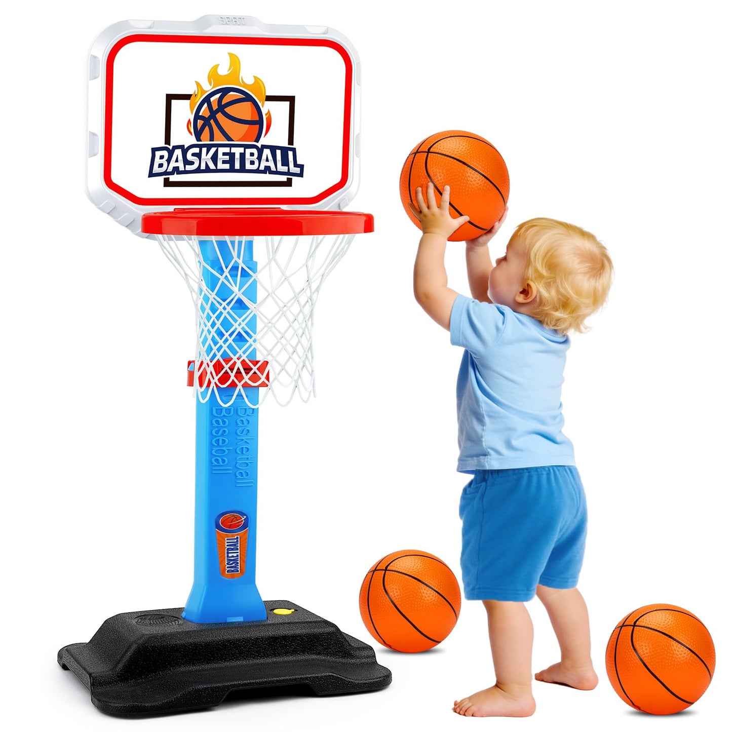 Toddler Basketball Hoop for Kids 1-3, Mini Adjustable Basketball Hoops Indoor with Balls Outdoor Pool Basketball Goal Sports Play Toys for 1 2 3 Year Old Baby Boys Girls First Birthday Gift Age 1-2-3