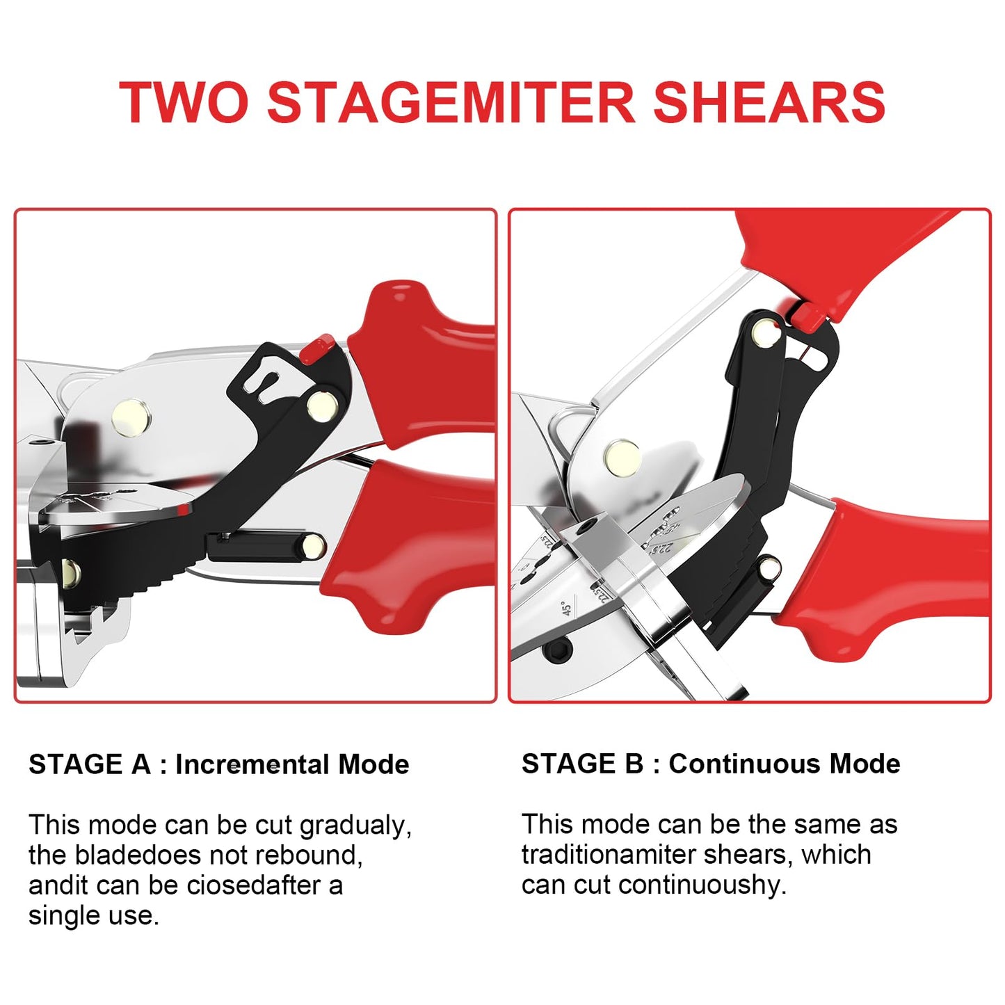 GARTOL Miter Shears 22.5°-135° Adjustable – Precision Angle Cutter for Molding, Shoe Molding, Quarter Round, PVC, Wood Trim, MDF, Heavy-Duty Multi-Angle Cutting Tool with SK5 Steel Blade & Spare Blade