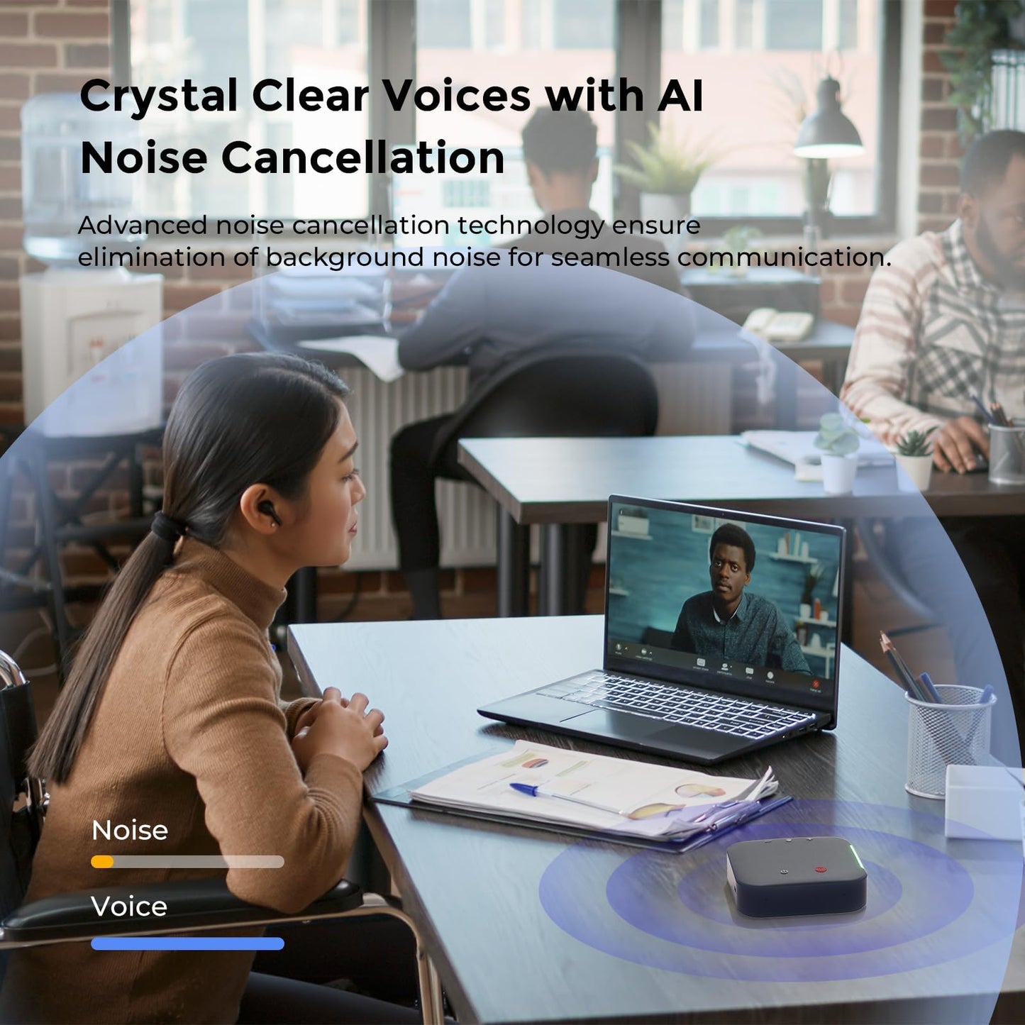 COOLPO Conference Speaker and Microphone Bluetooth Speakerphone with 4 Mics,USB C,360°Voice Pickup & Dual Noise Cancelling Conference Room Microphone for Work/Teams/Zoom/Home Office