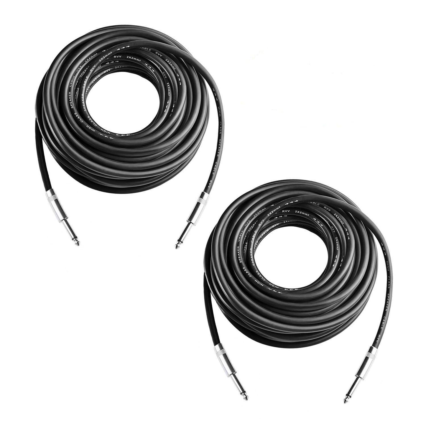 Yoico 2Pcs 50 Feet Professional Speaker Cables, Pair 50 ft 12 Gauge 1/4 Inch Male Audio Amplifier Connection Heavy Duty Cord Wire