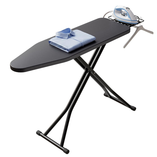 BEWISHOME Foldable Ironing Board Full Size,Height Adjustable Sturdy Iron Board,Compact and Space Save Iron Stand for Laundry Room,Home Use,43" X 13" Black KYB02B