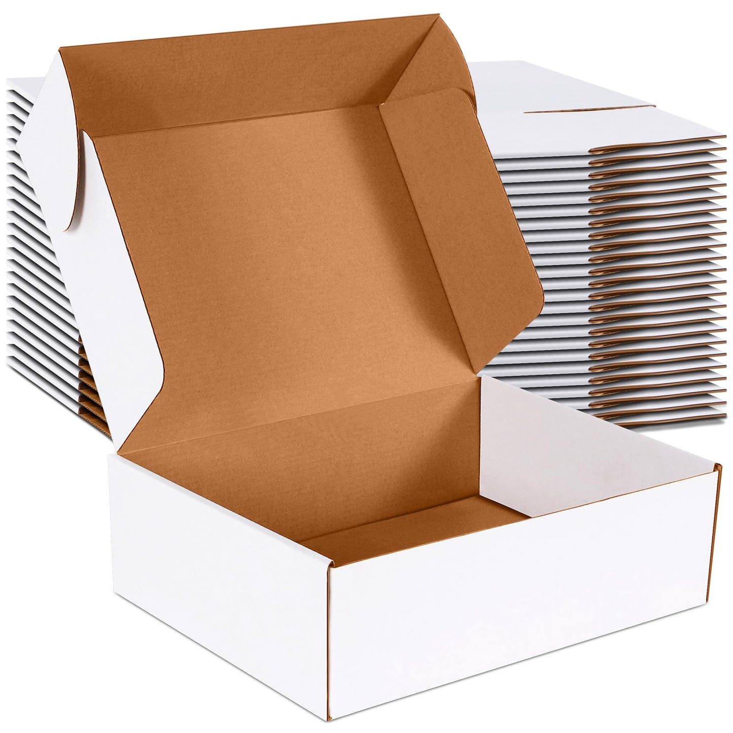 JOWLOT 12x9x4 inch Shipping Boxes Set of 20, White Corrugated Cardboard Box Literature Mailer for Mailing Packing Moving and Storage