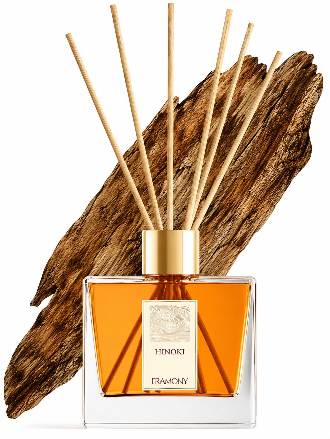 FRAMONY Hinoki Reed Diffuser - Luxury Japanese Ryokan Hotel Scent, Zen Forest Cypress & Cedarwood Fragrance, Home Spa Aromatherapy Gift Set, 6.4 fl oz (Hinoki Wood)