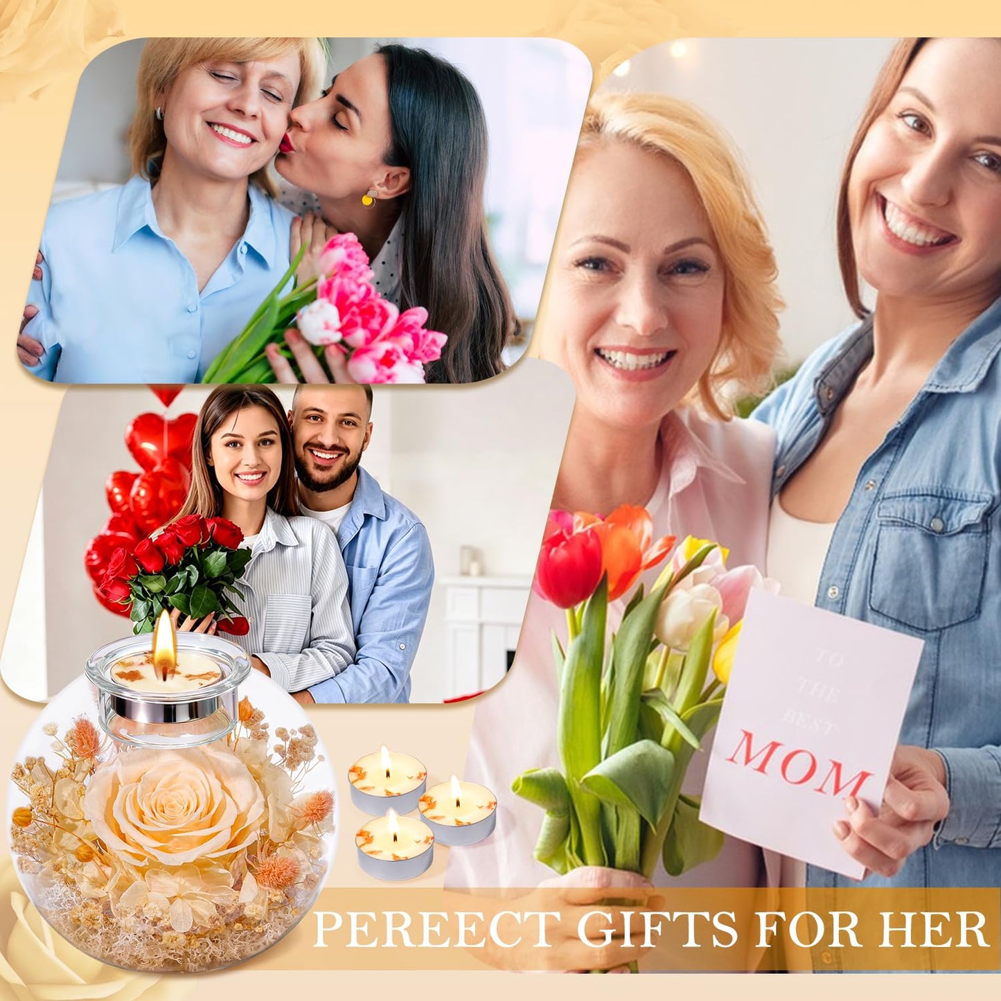 DEEMEI Gifts for Mom Birthday Gifts for Women Preserved Large Rose Flowers for Delivery Preserved Flowers Forever Eternal Rose in Glass Dome with Two Scented for Grandma Wife Daughter Sister Friends