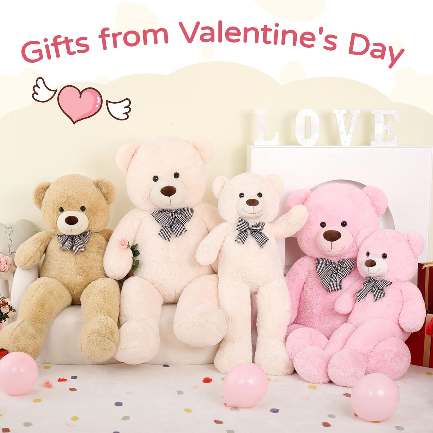 MaoGoLan Giant Teddy Bear 4 Feet, Ultra Soft Big Bear Stuffed Animal 47 Inch Tan Plush Teddy Bear Gift for Baby Shower, Birthday, Party, Valentine’s Day Decor