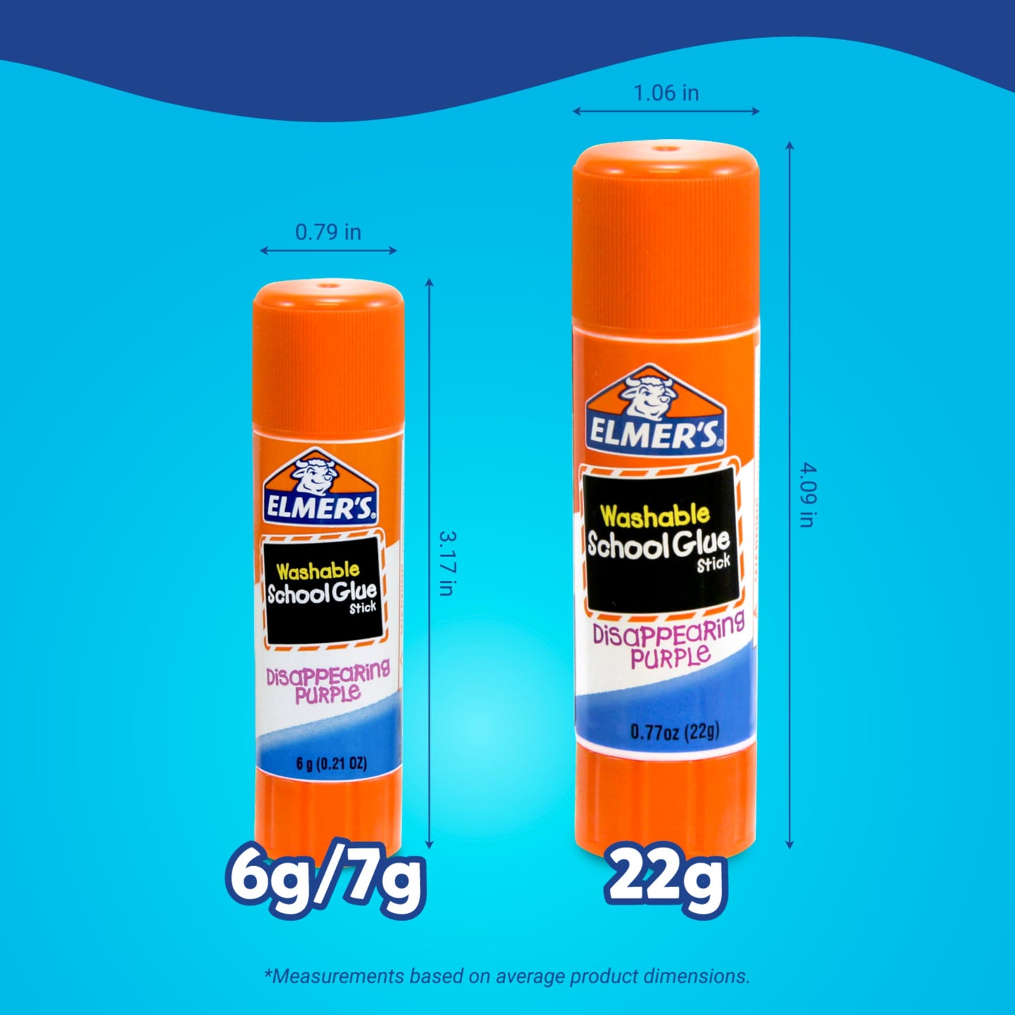 Elmer's Disappearing Purple School Glue Sticks, Washable, 22 Grams, 30 Count - Classroom Essentials, Arts & Crafts, #1 Teacher Brand
