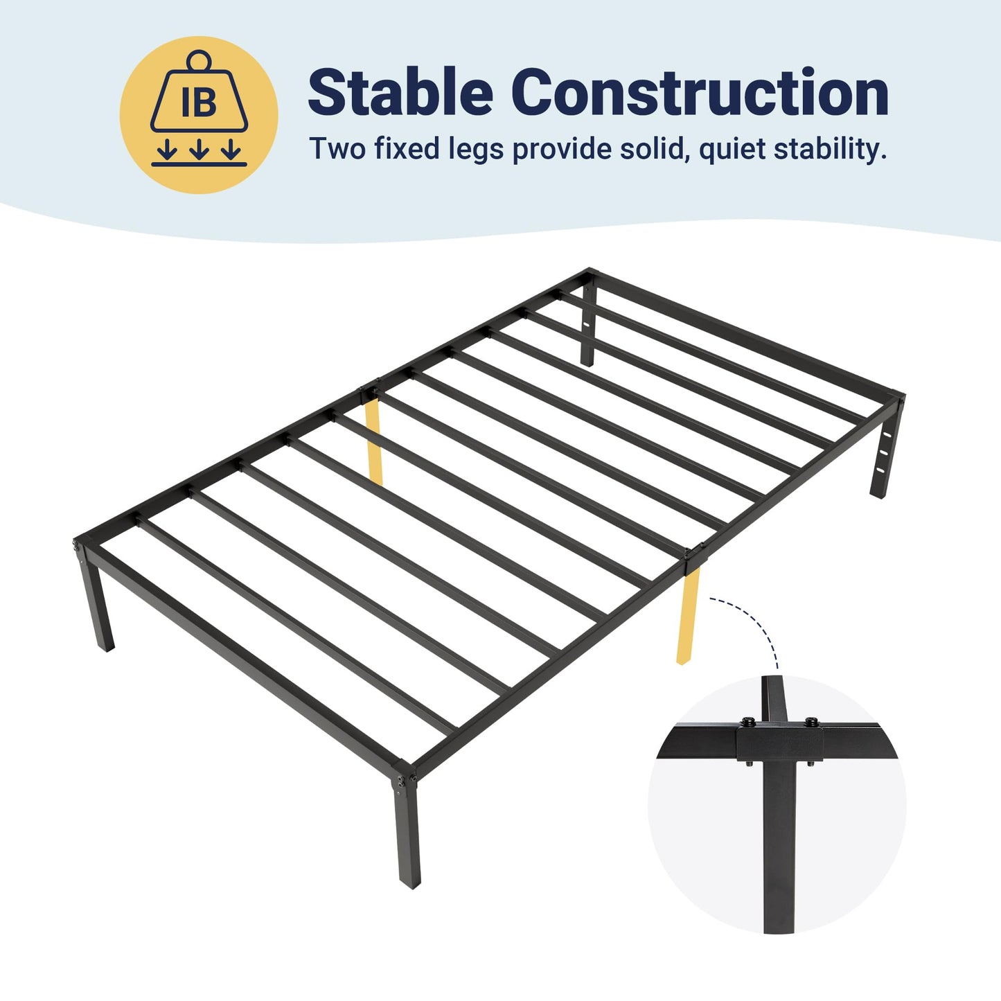 Allewie Twin Bed Frame, 14 inch Metal Platform Beds with Storage Space, No Box Spring Needed and Easy Assembly, Black