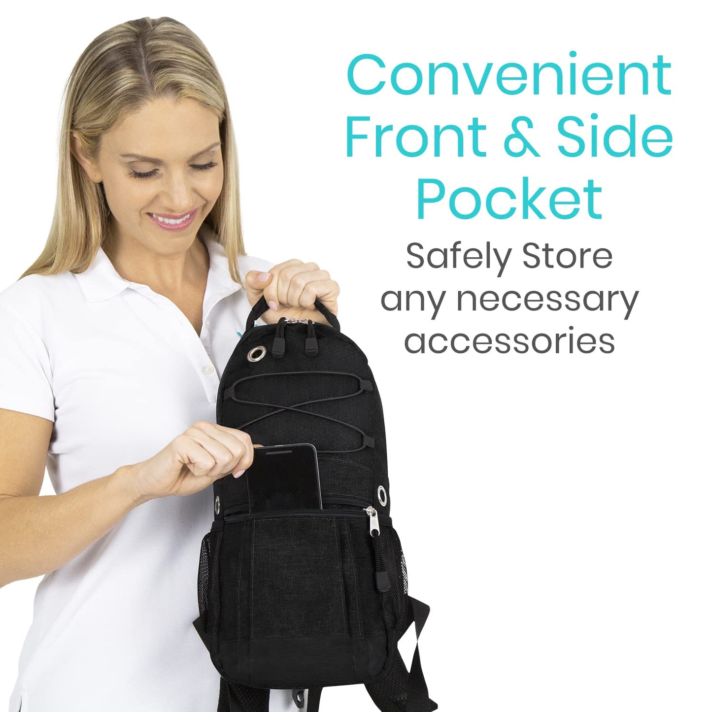 Vive Oxygen Tank Holder Bag - Portable Cylinder Backpack for Wheelchair & Walker - Adjustable Tank Carrying Accessories Bag for Shoulder, Rollator Walker, Scooter, Travel - Fits A, B, C, M2, ML6, M7