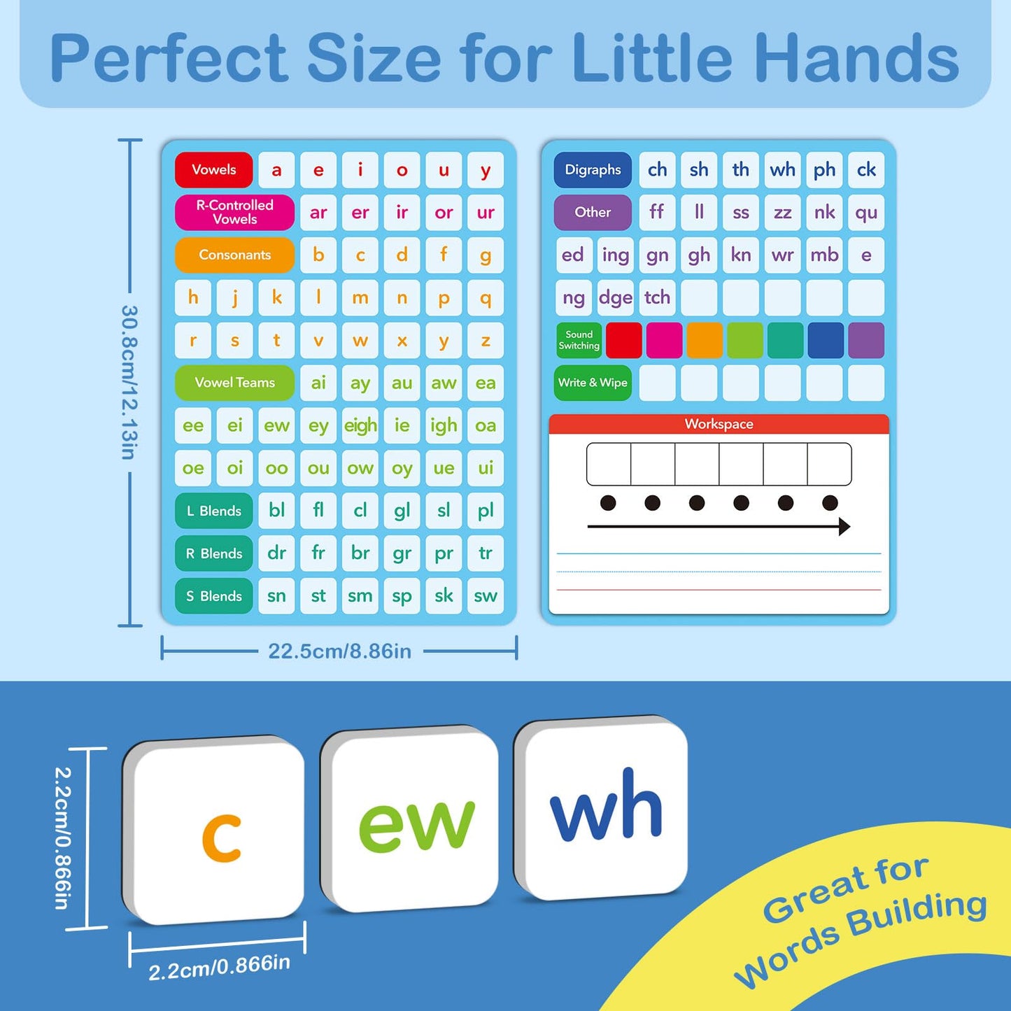 Phonics Magnetic Letter Tiles,All-in-one Magnetic Phonics Kit,Reading &Spelling Games with Dry-Erase Boards&Storage Case,Phonics Games for Preschool Pre k& Kindergarten Classroom Learning