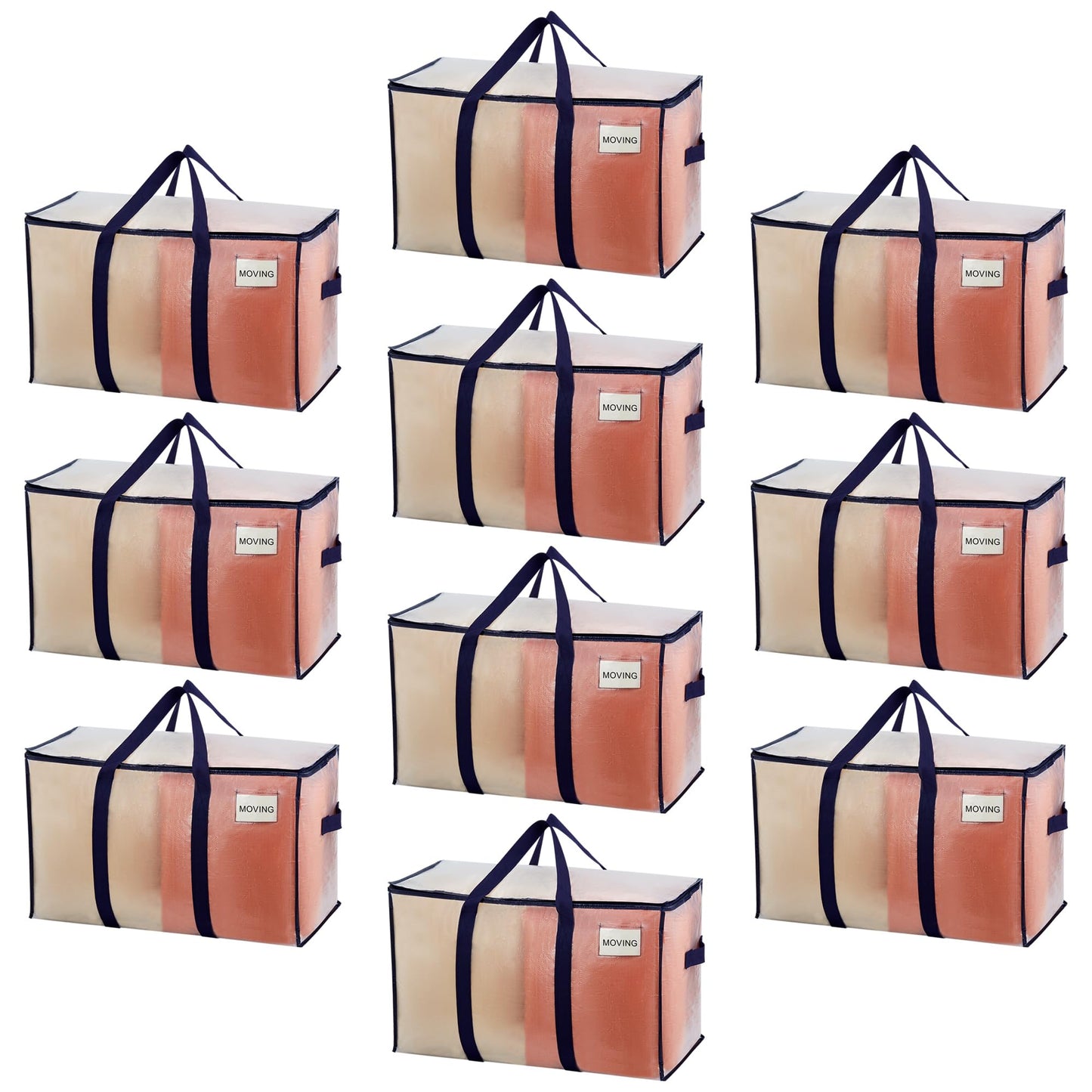 VENO 10 Pack Moving Bags, Heavy Duty, Moving Boxes Alternative, Packing Storage Supplies for Dorm Room Essentials with Zipper for Clothes, Extra Large Totes for Packaging (Clear, 10 Pack)