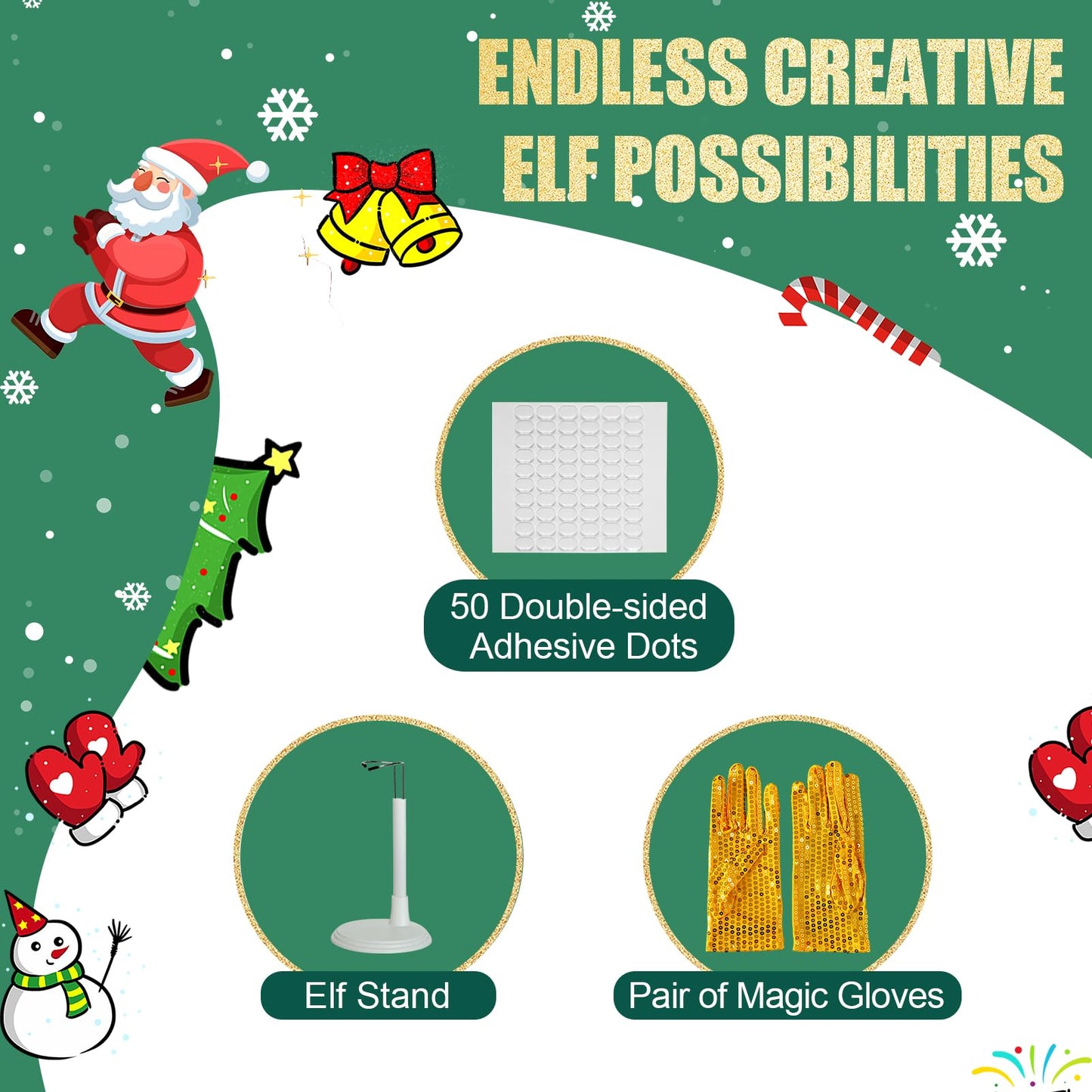 YFOMLLS 24-Day Christmas Elf Adventure Kit 2024 With Scenes Idea, Props & Accessories - Helper Box for 24 Days