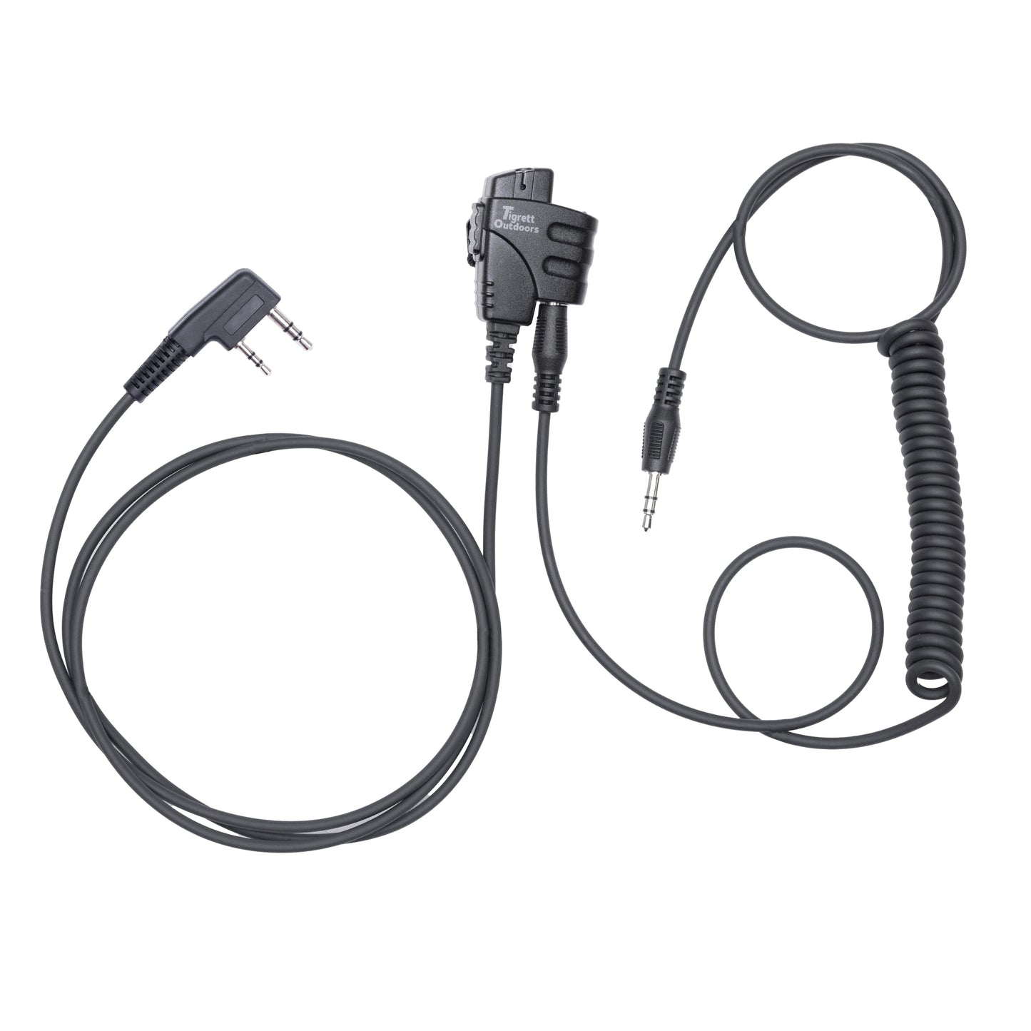 Push-to-Talk Cable with 3.5mm Audio Adapter - PTT Button for Kenwood K1 and Baofeng Waterproof Radios - Compatible with 3.5mm Electronic Earmuffs (Clip Without Velcro, Baofeng K1 Type for UV5R)