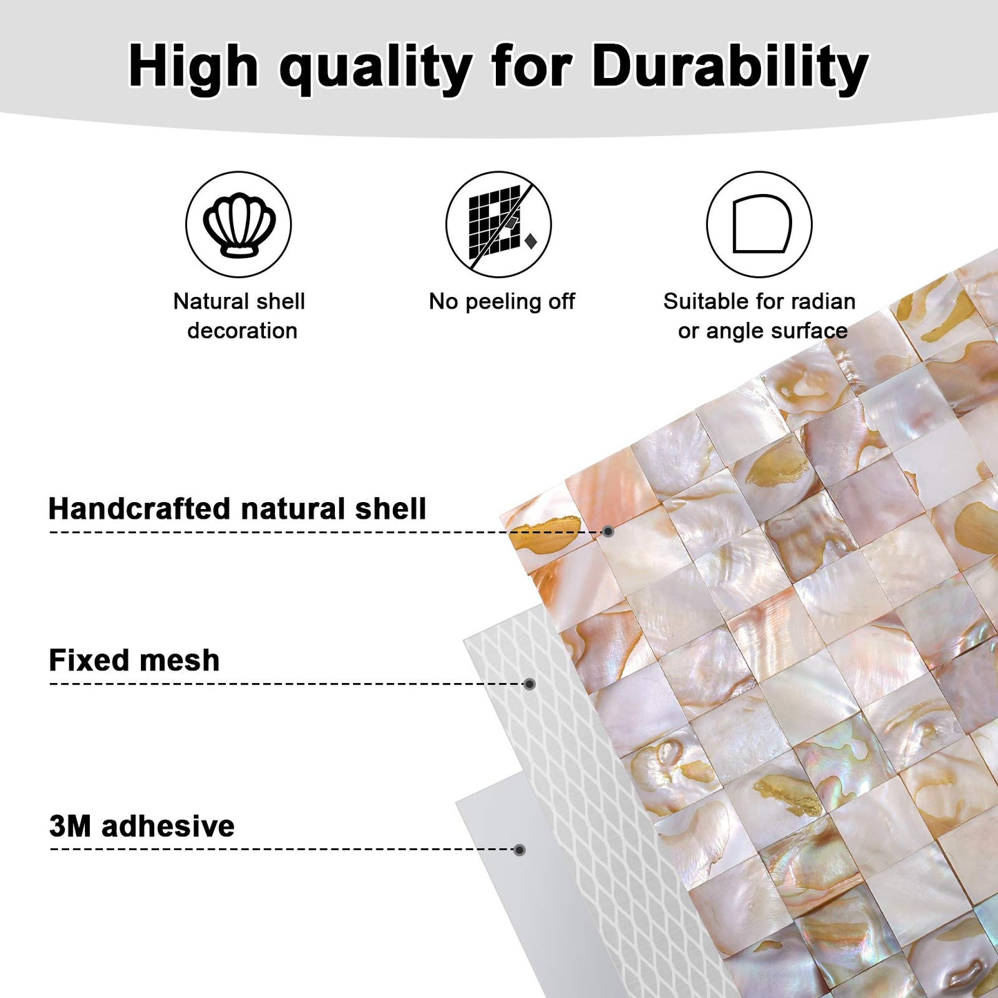 Reovatile 10 - Sheet Peel and Stick Backsplash Tile for Kitchen and Bathroom Mother of Pearl (Colorful, 11.8"X11.8")