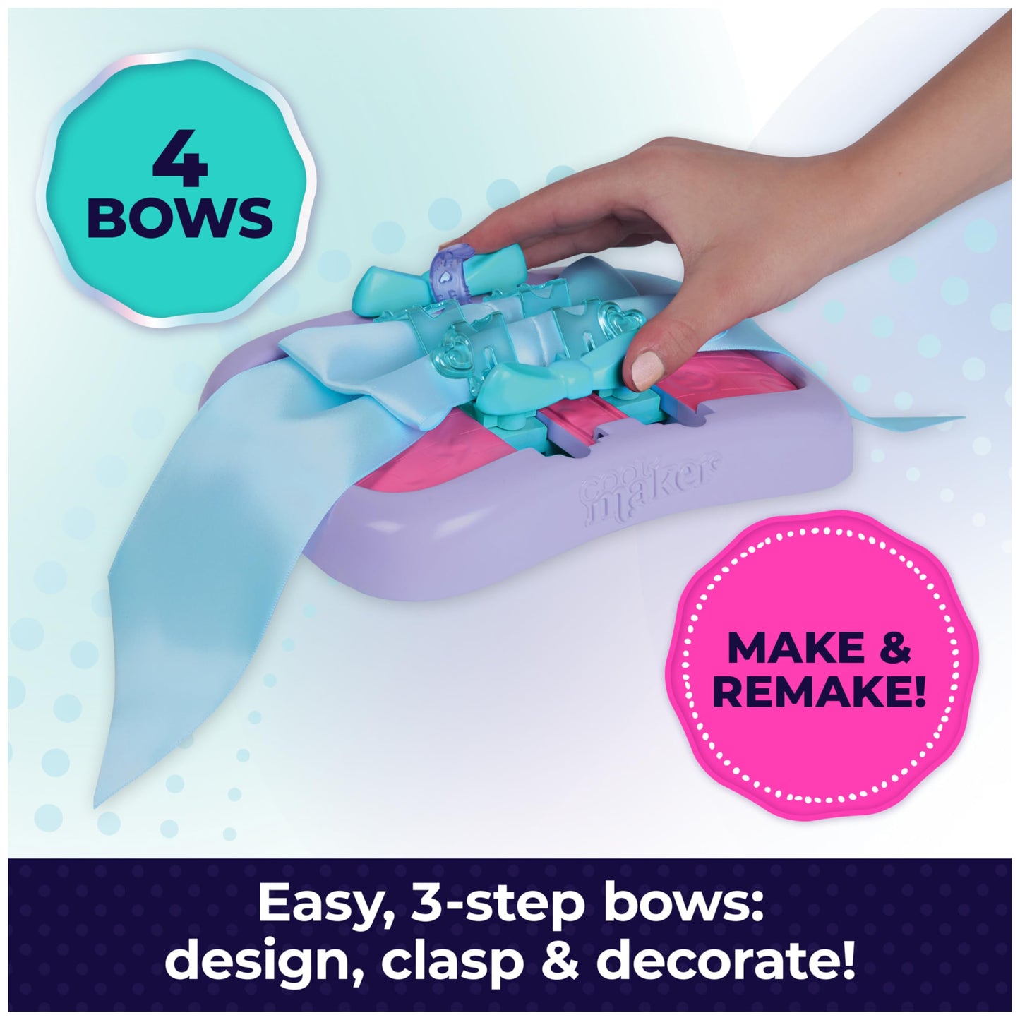 Cool Maker, Hair Styl’d Bow Maker, Make & Remake 4 Bows, Hair Accessories Arts and Crafts Kit, Kids Toys for Girls Ages 6 and up