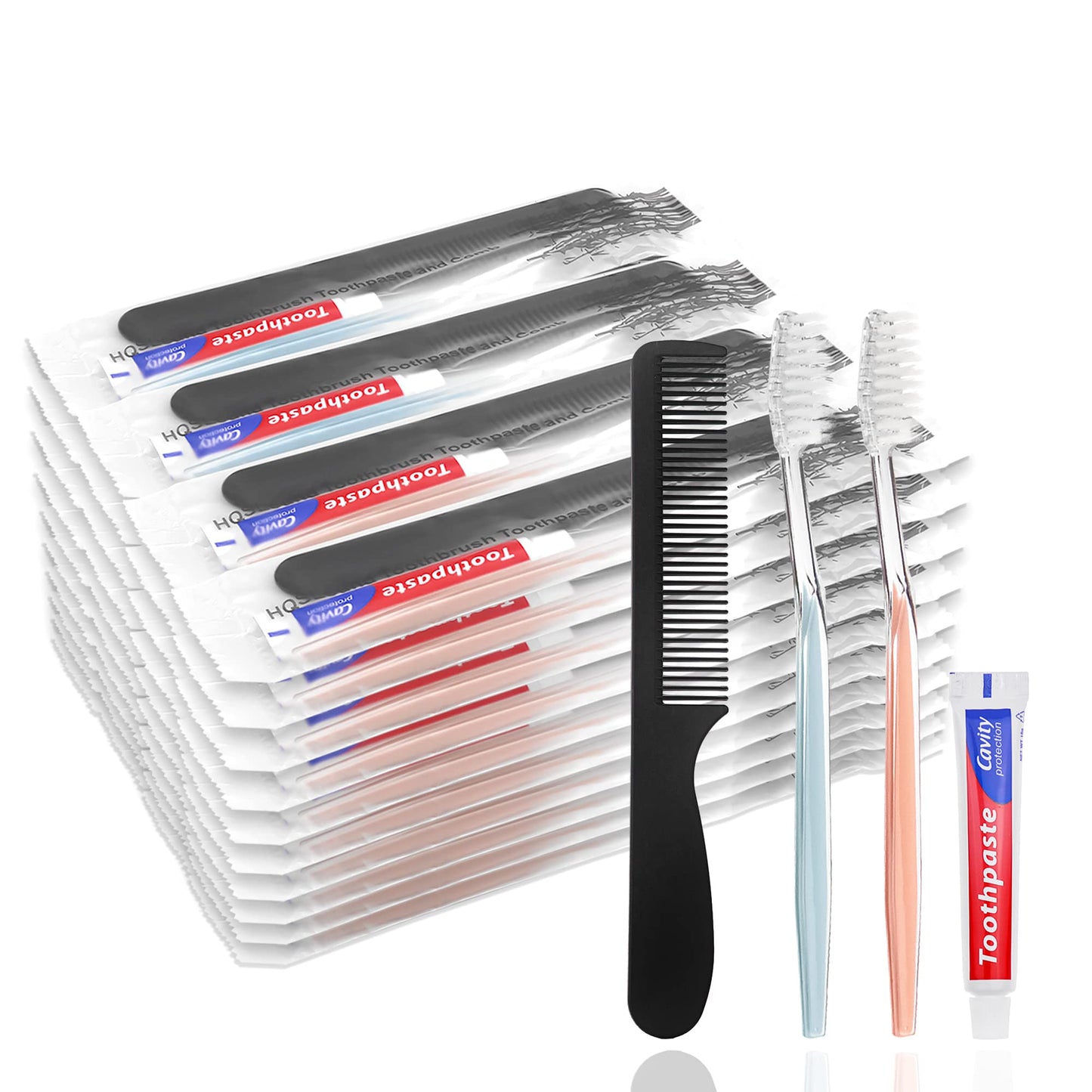 100 Pack Disposable Toothbrushes with Toothpaste and Comb for Homeless Individually Wrapped,10g Travel Toothpaste,7inch Black Hair Comb,Soft Bristle Toothbrush for Hotel,AirBnb,Shelter,Charity