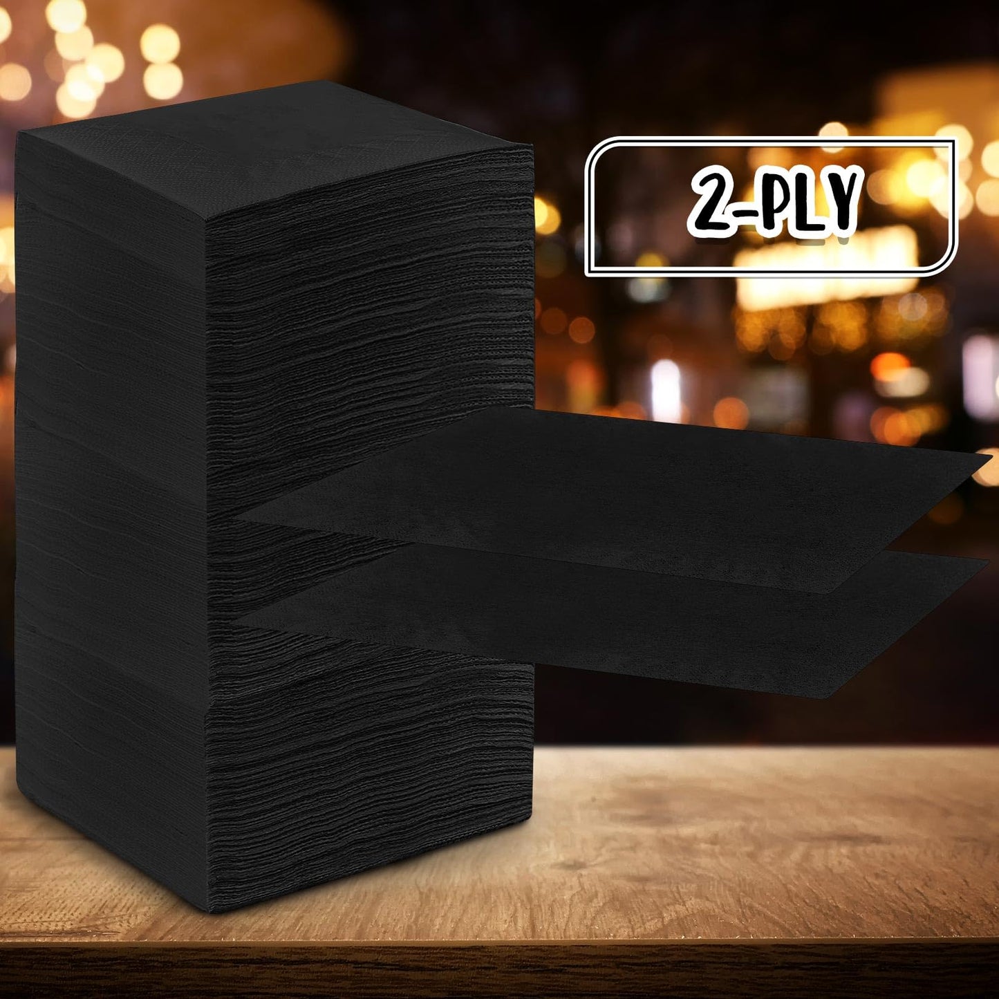 Henoyso 1000 Pack Black Cocktail Napkins Bulk 9.8 x 9.8 Inch Beverage Paper Napkins 2 Ply Disposable Dinner Napkins for Wedding Bar Party Birthday Cocktail Holiday Elegant Restaurant Event