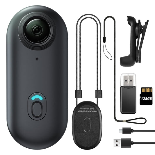 128GB FHD 1080P Mini Body Camera, Wearable Action Body Cam, Thumb Size Hands Free Recording Body Worn Camera, Premium Portable Camcorder Mount Anywhere for Pet Walking, Work, Travel (Black)