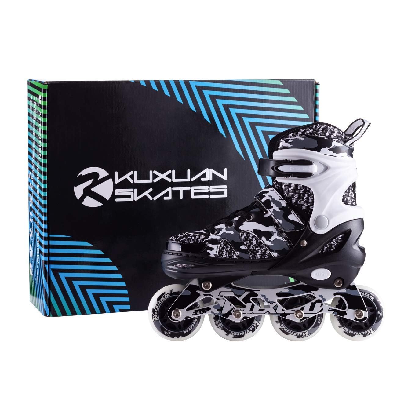 Kuxuan Skates Adjustable Inline Skates for Kids and Youth with Full Light Up Wheels Outdoor Fun Illuminating Skates for Girls and Boys