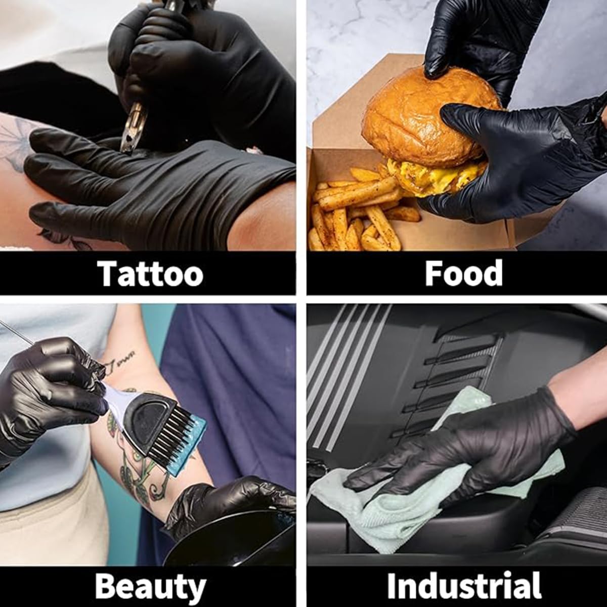 Disposable Medical Synmax Vinyl Exam Gloves- 4 mil Safty Glove 1000pcs - Latex-Free & Powder-Free - SGBE 8002, Medium (Case of 1000, Black)