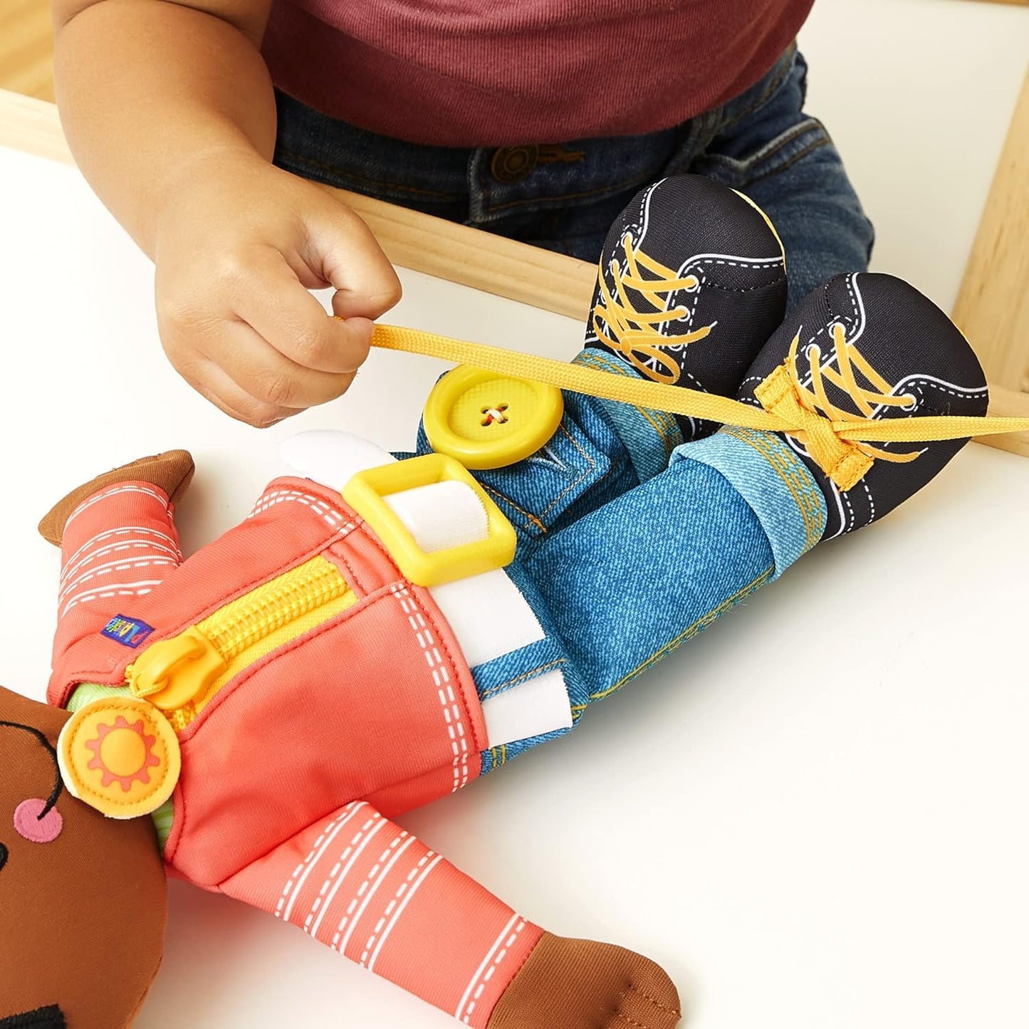 Playskool Dressy Kids Boy Doll with Black Hair, Activity Plush Toy with Zipper, Shoelace, Button, for Kids Ages 2 and Up (Amazon Exclusive)