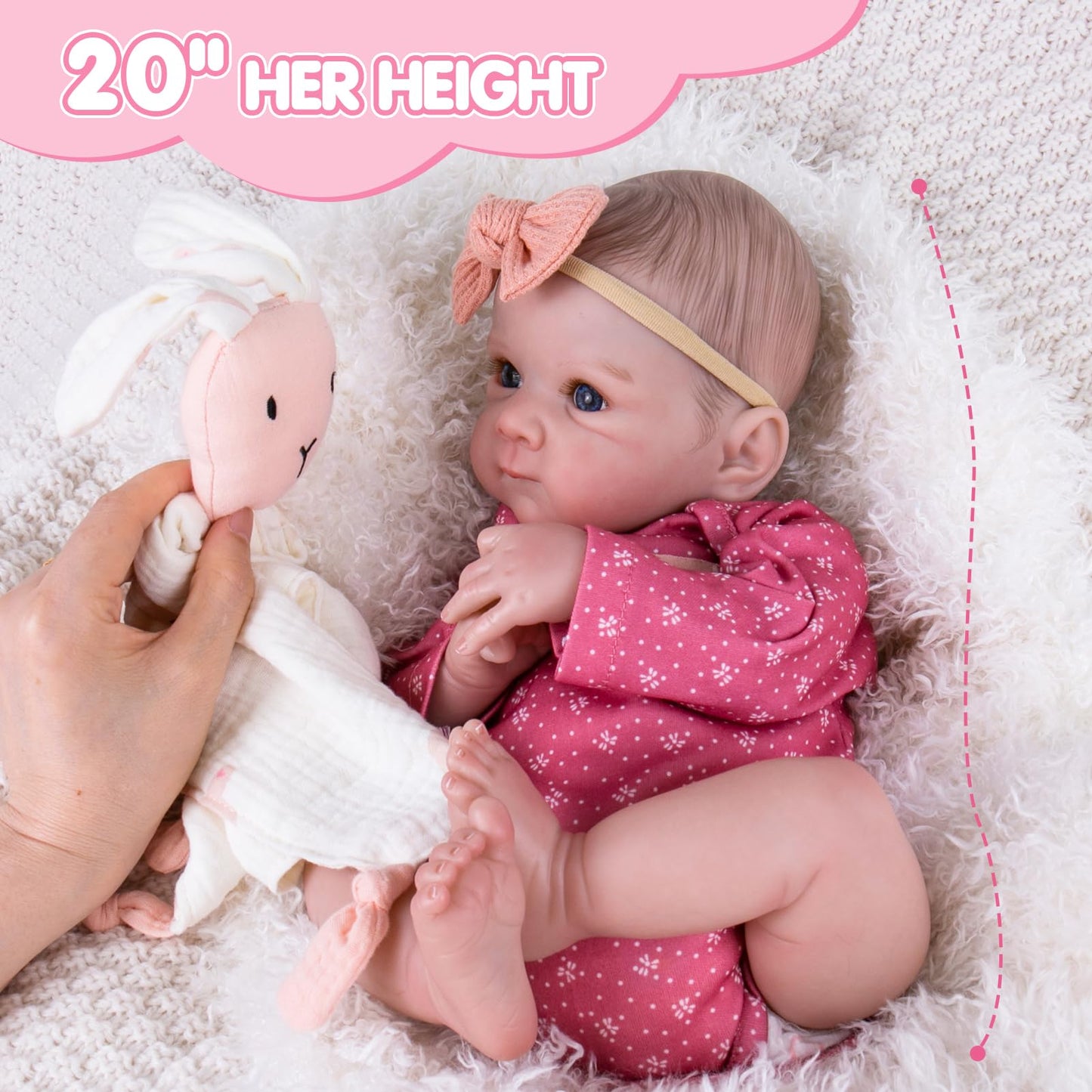 Aori Reborn Baby Dolls Girl - 20 Inch Realistic Newborn Lifelike Baby Doll with Hand-Painted Features & Weighted Cloth Body - Cuddle Companion Doll, Gift for Seniors, Collectors & Kids 3+