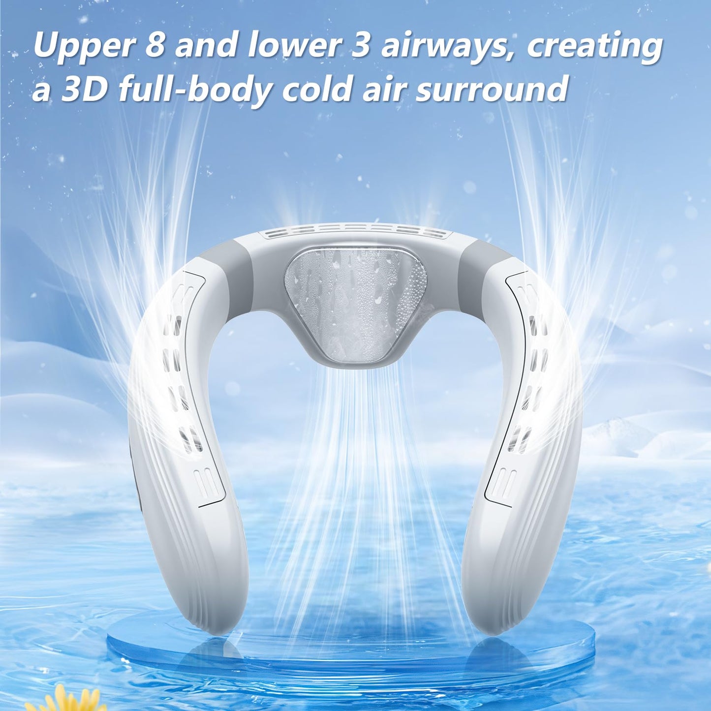 Agihoss Neck Air Conditioner Fans That Blow Cold Air Cooling Device Wearable Fan, 5200mAh Battery Operated Rechargeable Personal Fan, White