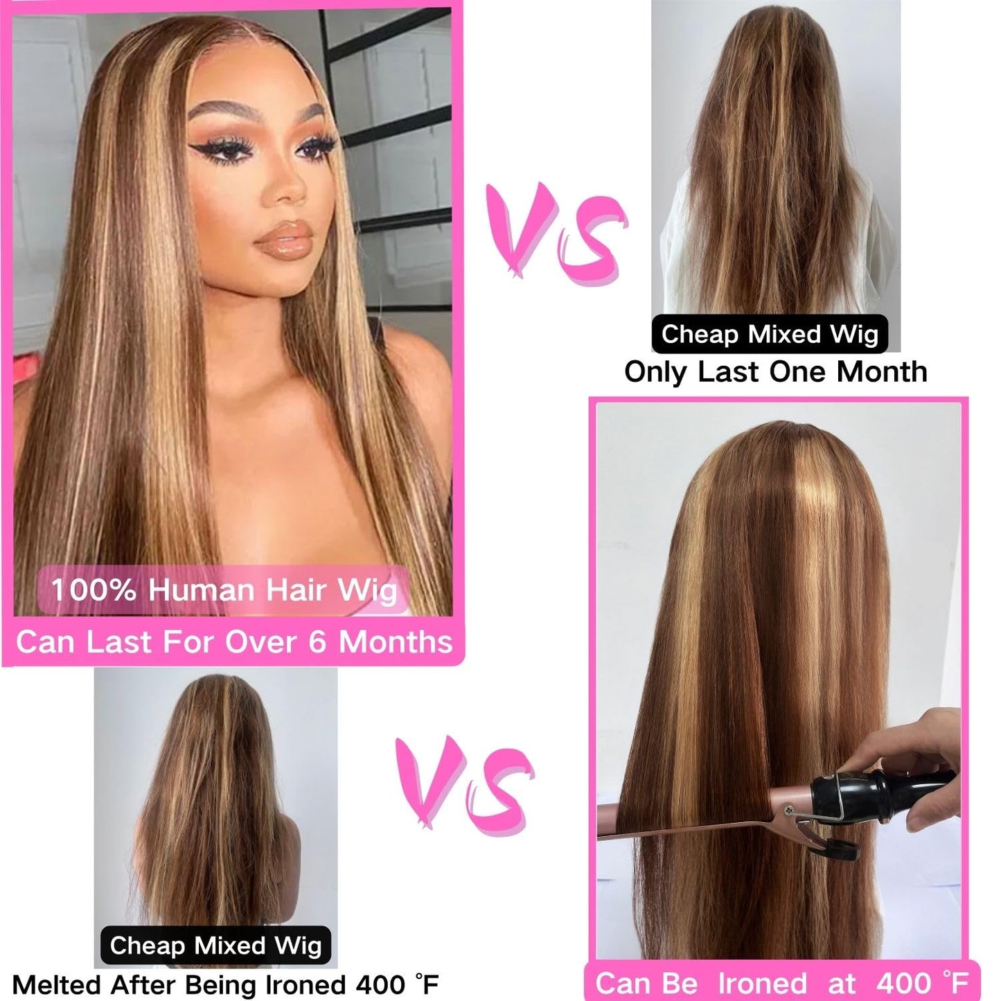 30 inch Highlight Ombre Lace Front Wig Human Hair 180% Density 13x4 Hd Transparent Lace Front Wigs Human Hair Honey Blonde 4/27 Highlight Lace Front Wigs Human Hair Straight Wigs Human Hair Color