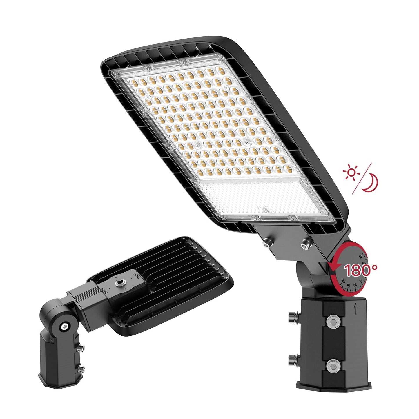 LED Parking Lot Lights Outdoor Pole Mount, 150W LED Shoebox Light with Dusk to Dawn Photocell 120V LED Outdoor Lighting Exterior Flood Light Commercial Outside Light IP65 Waterproof for Yard Garage