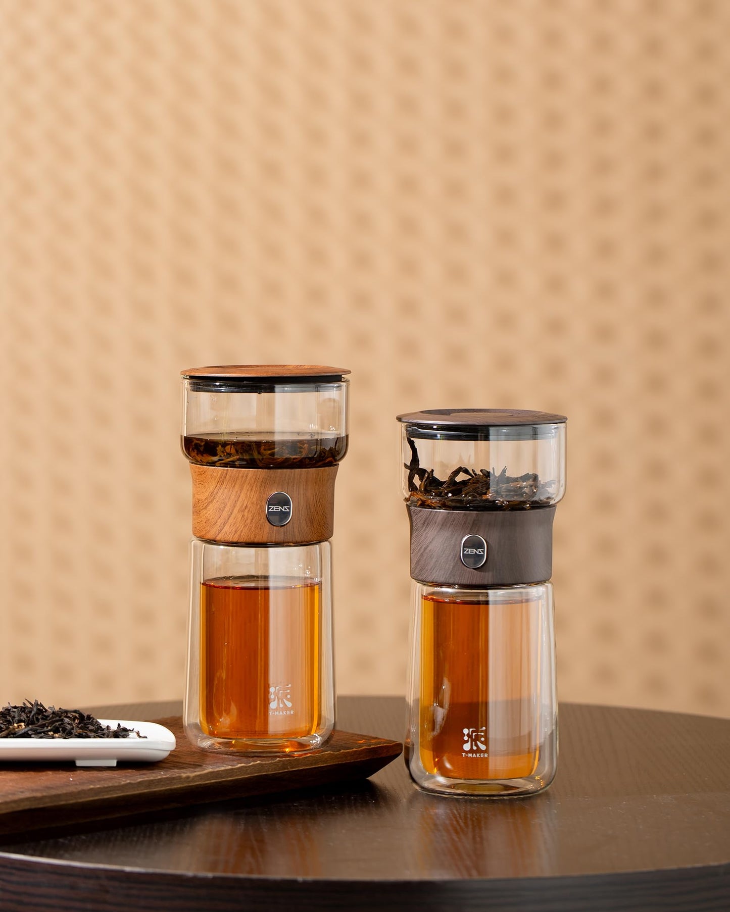 ZENS Modern Glass Infuser Teapot, One Touch Tea Maker for Loose Leaf Tea with Insulated Mug and Portable Case. Enchanted Pot Alternatives for Tea Lover Gifts