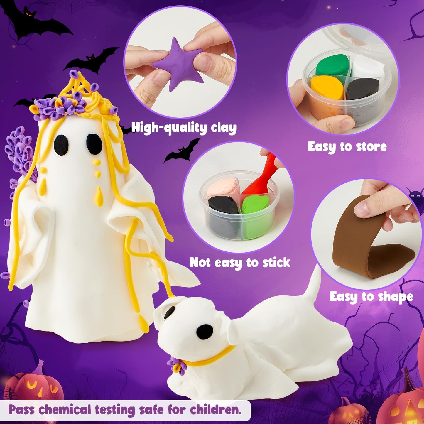 Winrayk Halloween Air Dried Clay Kit for Kids, 12 Boxes of Magic Molding Clay with Carving Tools and Tutorials, Halloween Gifts, Toys and Crafts for Kids