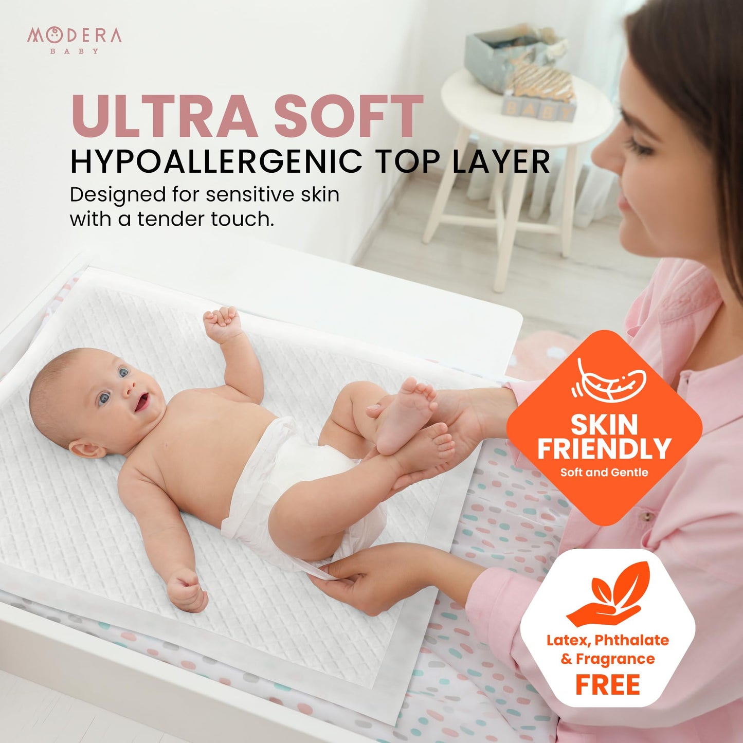 Organic Cotton Enhanced Disposable Changing Pad Liners | XL-Large 30x18 Hypoallergenic Super Soft Ultra Absorbent Waterproof Quilted Underpads for Baby Diaper Table/Travel, Leak Proof Mess Free-50PK